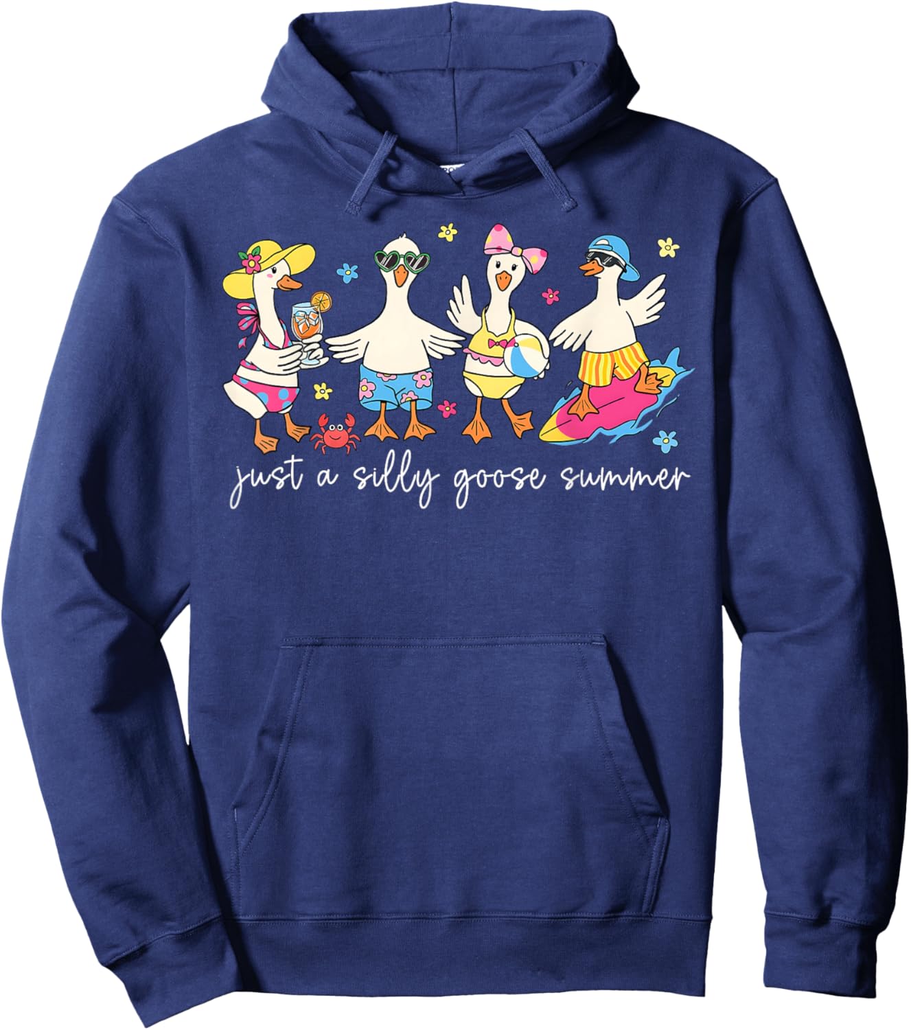 Just A Silly Goose Hello Summer Vacation Funny Women Girl Hoodie - Hoodie | Navy