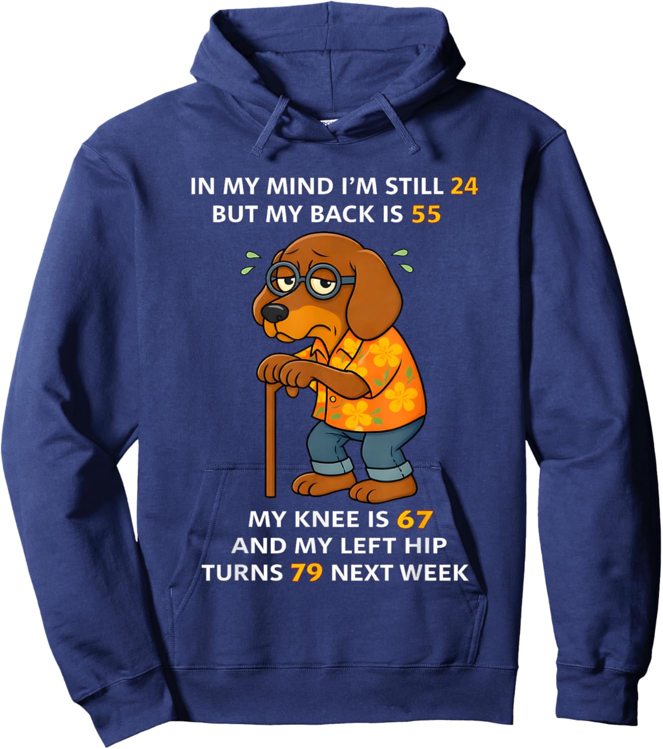 Dog in My Mind I'm Still 24 But My Back is 55 My Knee is 67 Hoodie - Hoodie | Navy