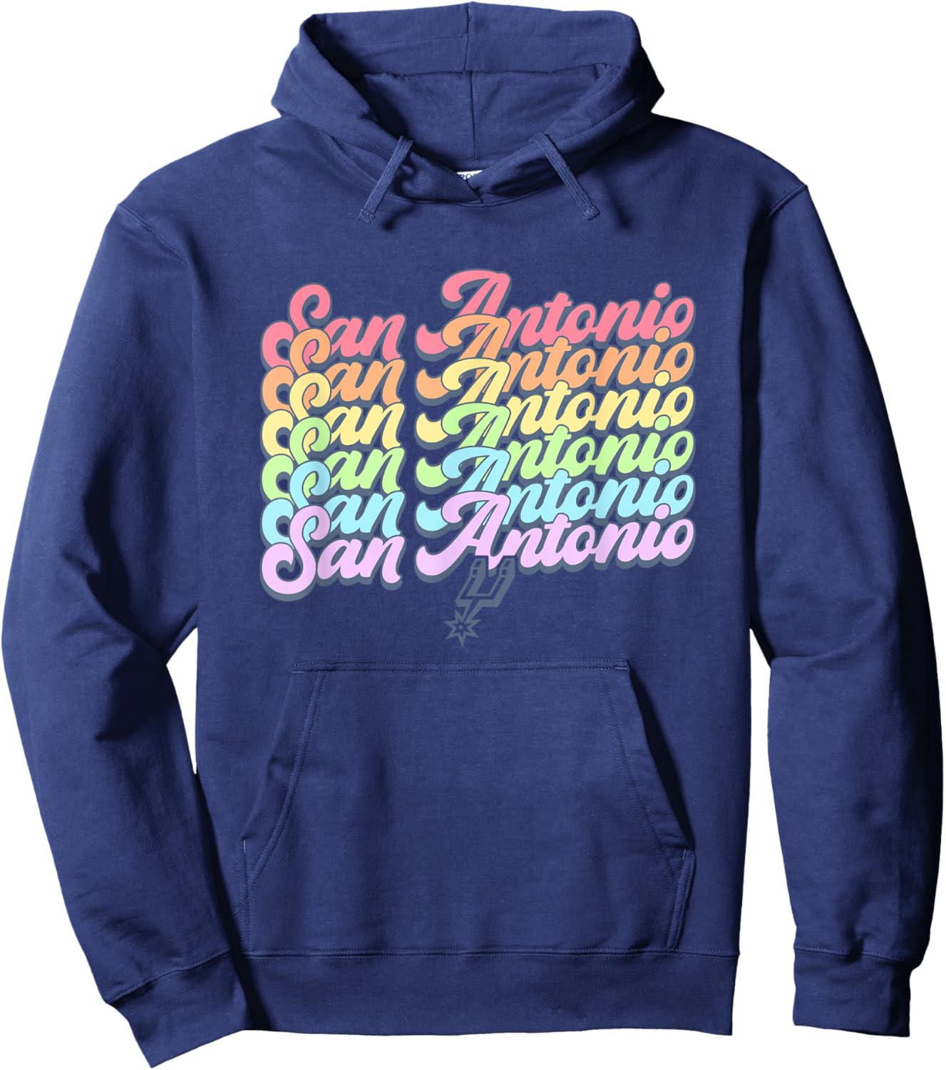 NBA San Antonio Spurs Pastel Rainbow Pride Stack Hoodie - Hoodie | Navy