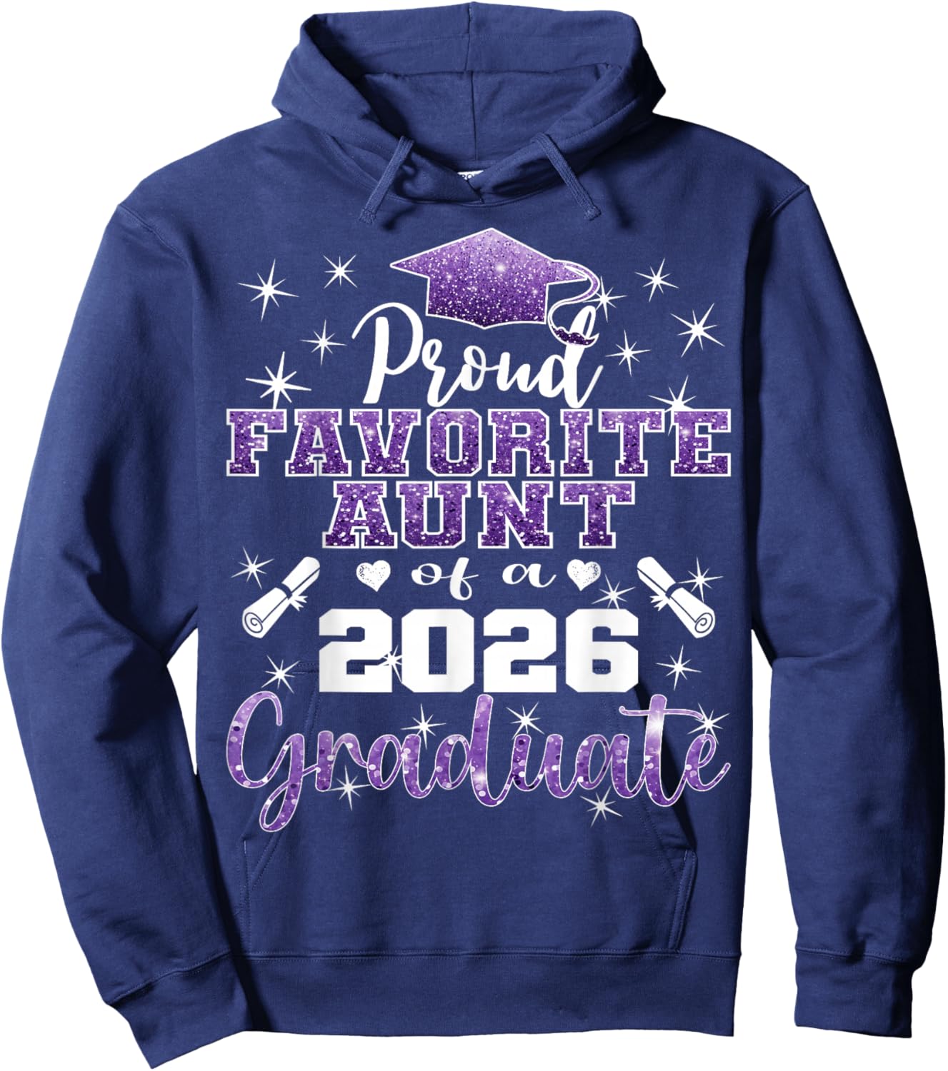 Super Proud Favorite Aunt of 2026 Graduate Senior Family Hoodie - Hoodie | Navy