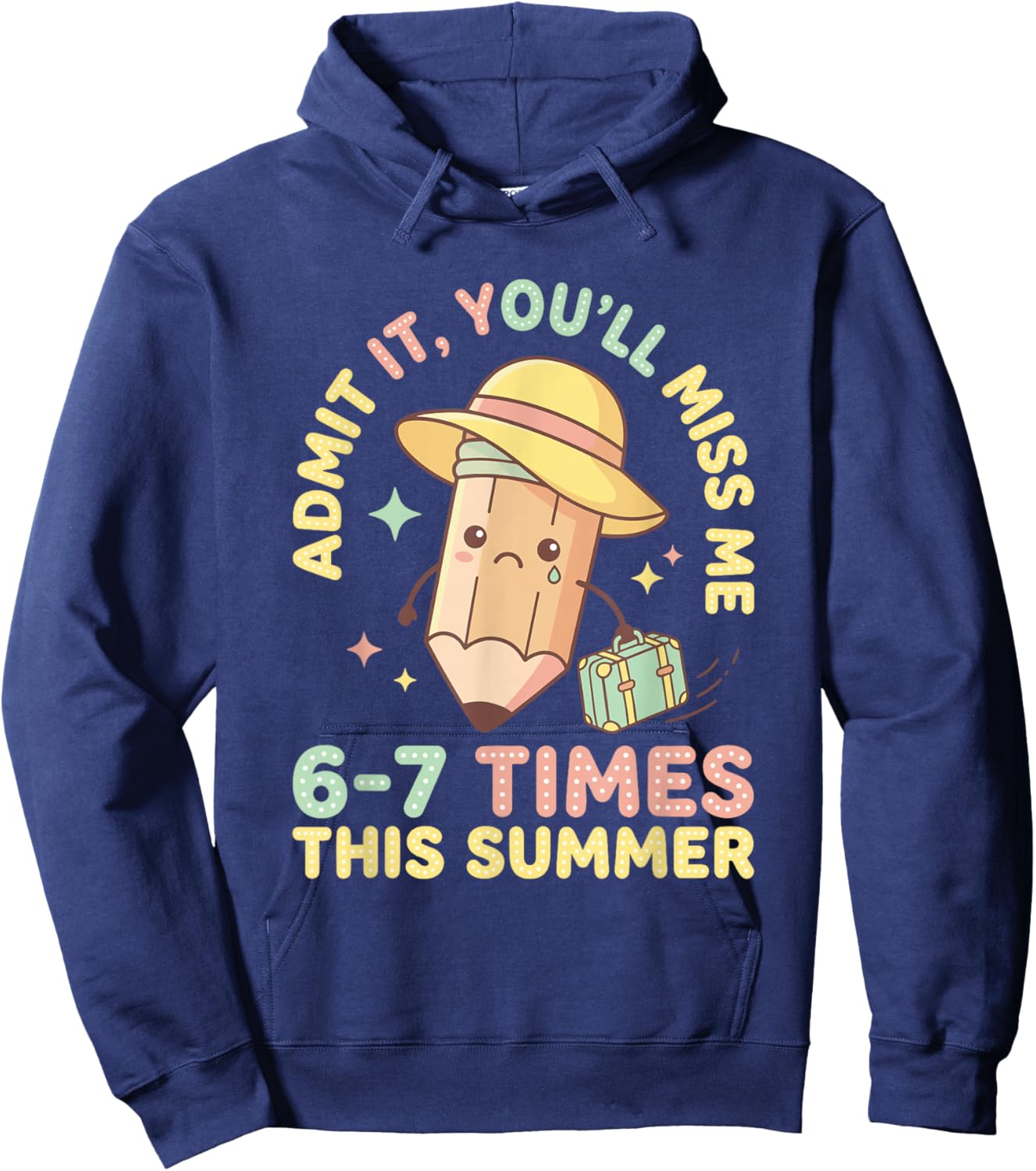 Crying Pencil Summer Vacation Teacher Student Hoodie - Hoodie | Navy