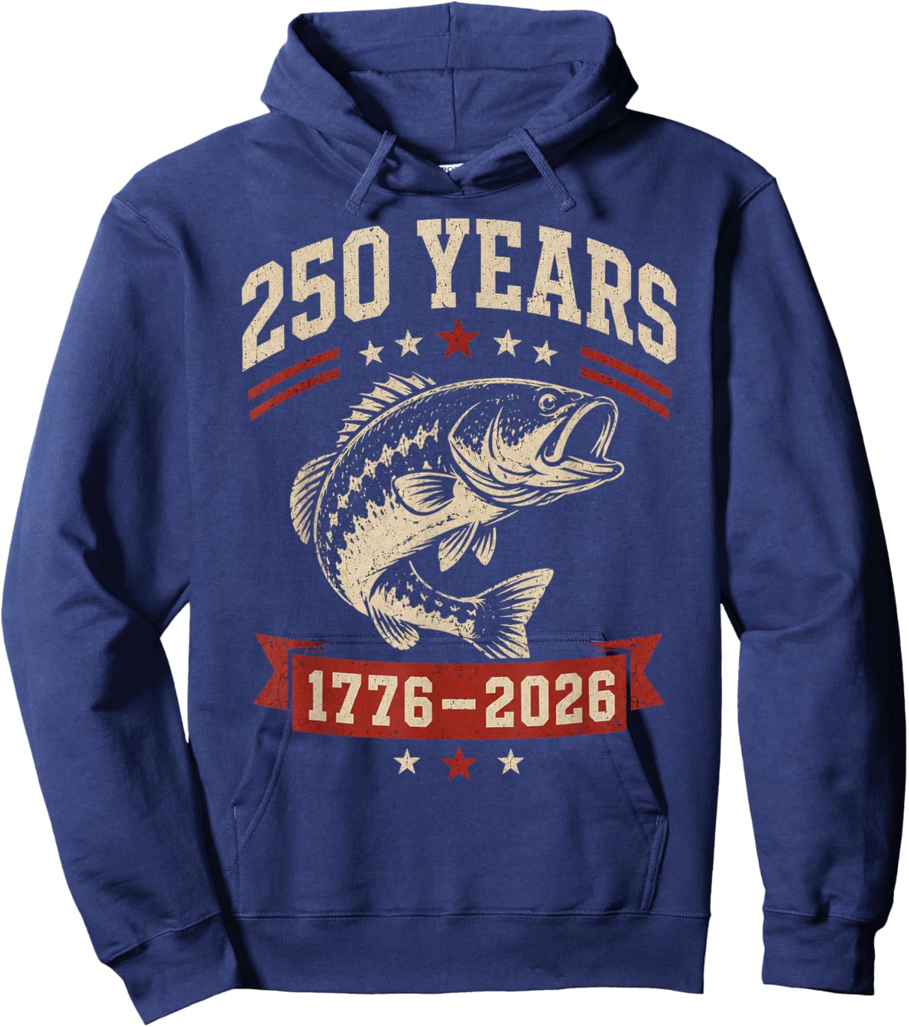 Patriotic Fish Freedom Flag 250 Years USA Fishing 4th July Hoodie - Hoodie | Navy