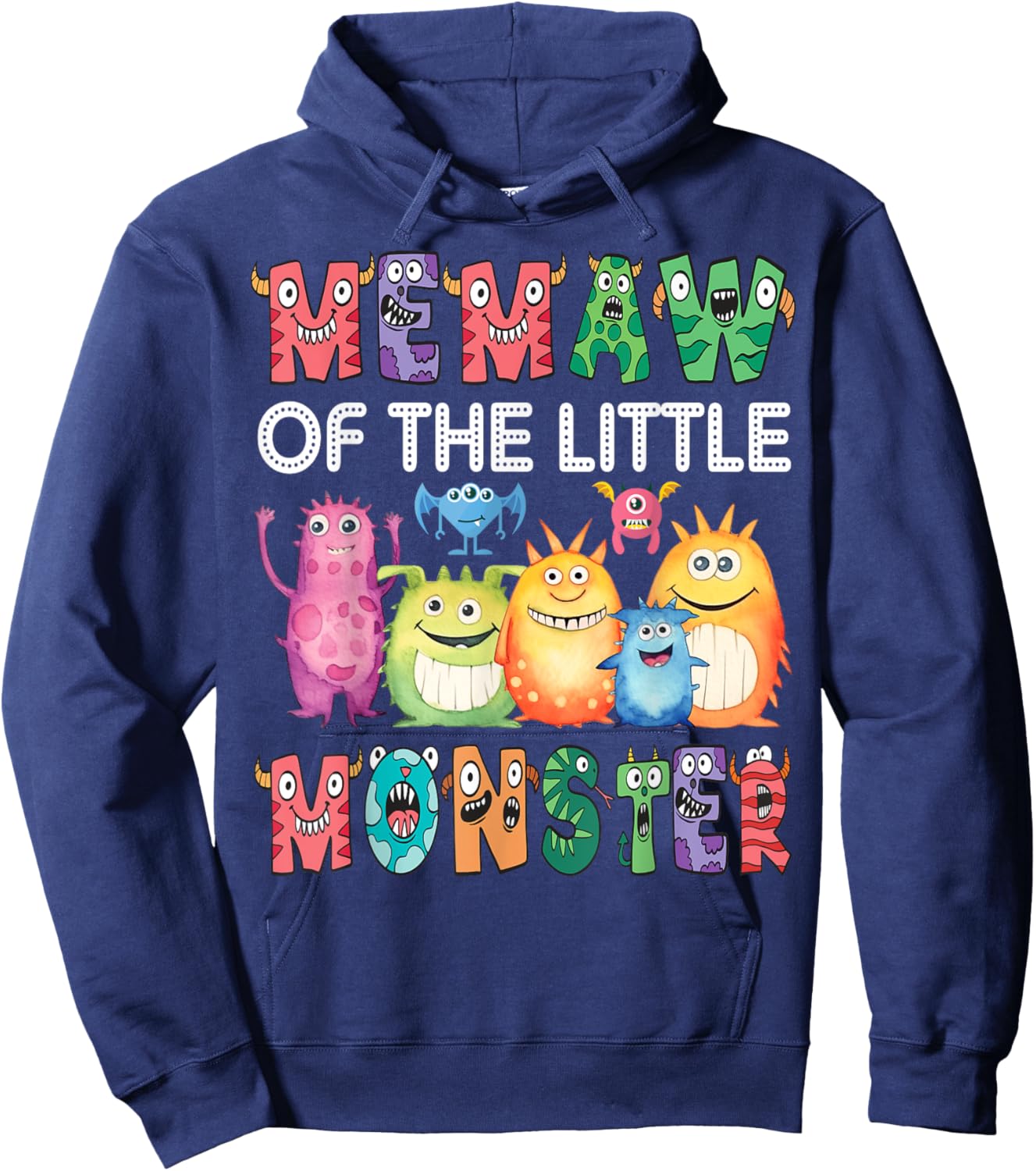 Memaw Of The Little Monster Kids 1St Birthday Party Hoodie - Hoodie | Navy
