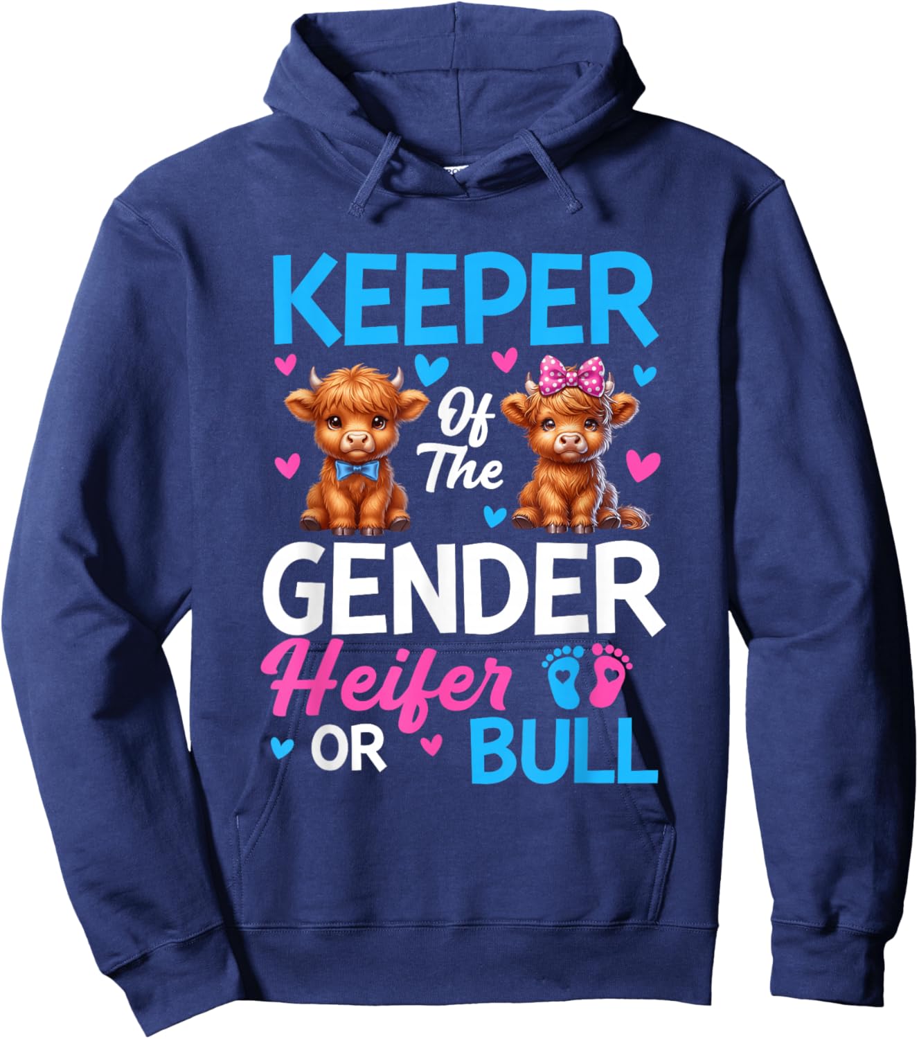 Keeper of The Gender Heifer Or Bull Baby Announcement Hoodie - Hoodie | Navy