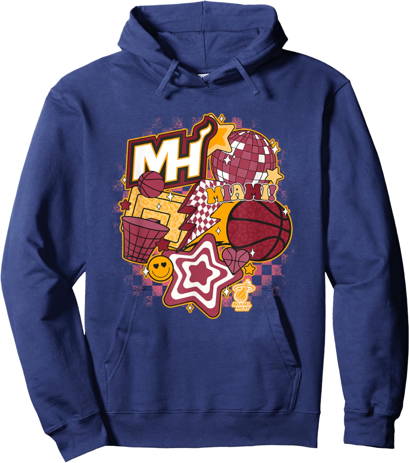 NBA Miami Heat Psychedelic Basketball Collage Hoodie - Hoodie | Navy