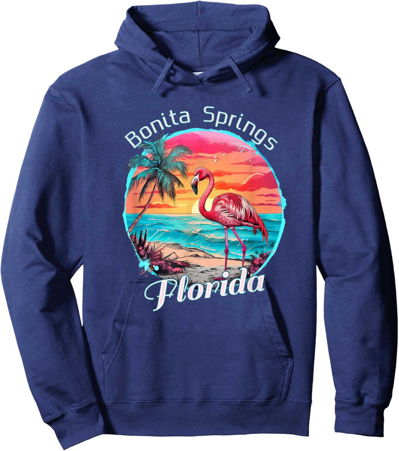 Bonita Springs Florida Beach Flamingo Tropical Souvenir Hoodie - Hoodie | Navy