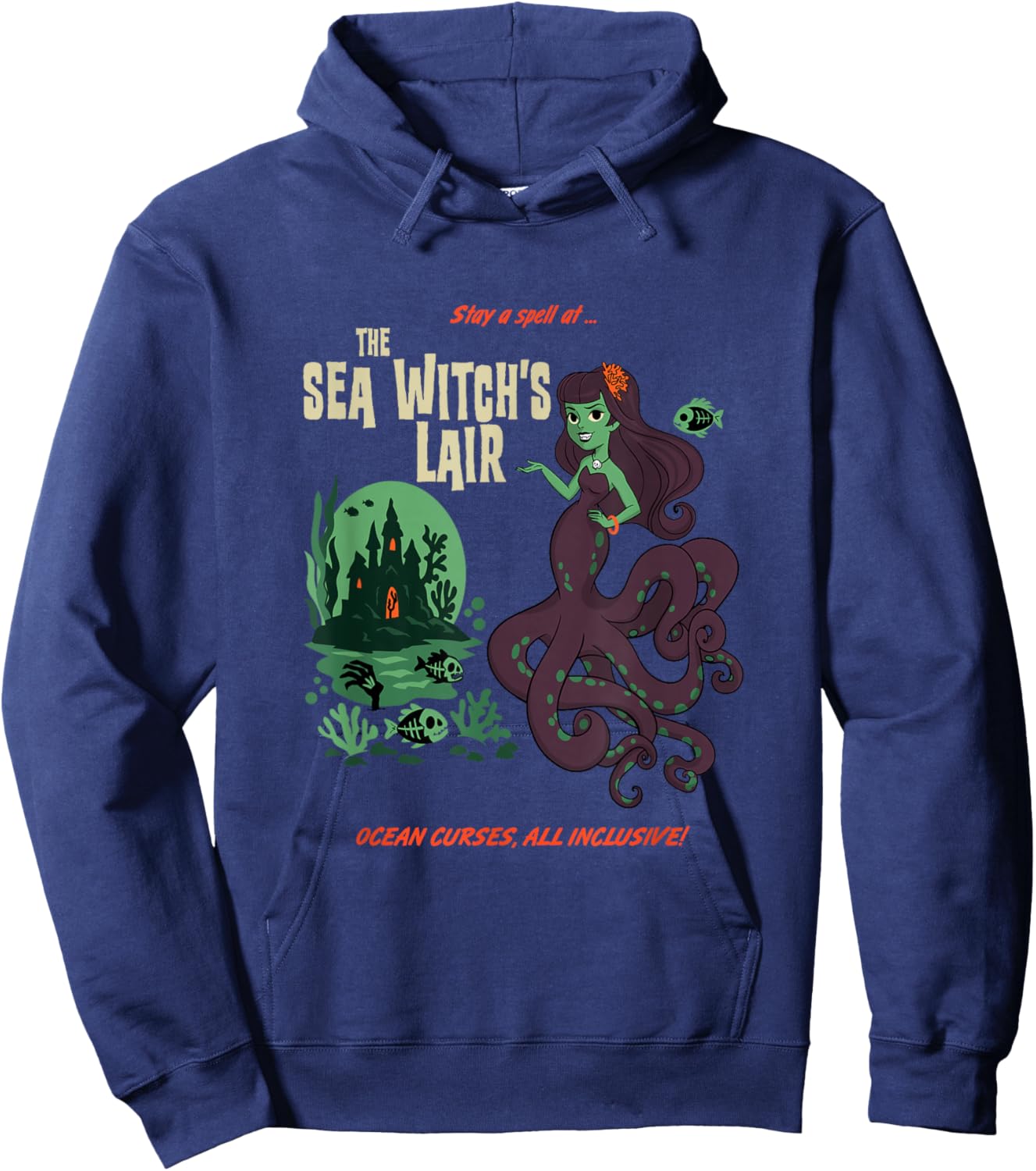 Sea Witch's Lair - Retro Kitsch, Mermaid & Witch core Hoodie - Hoodie | Navy