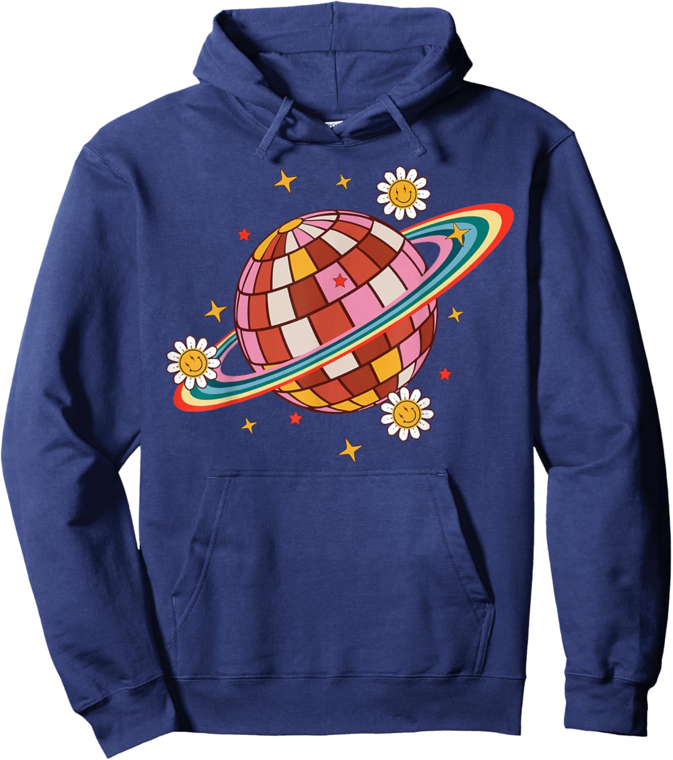 Cute Floral Disco Ball and 70s Party Hoodie - Hoodie | Navy