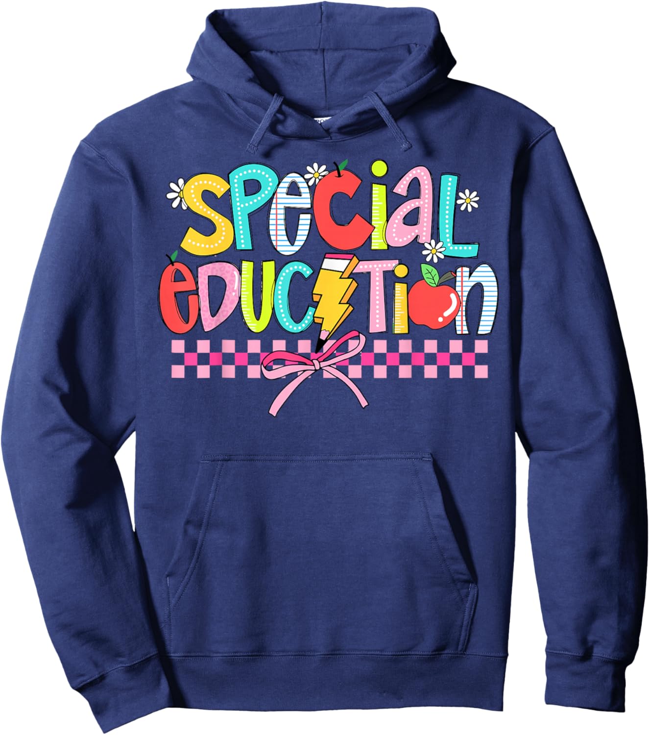 Women Special Education Teacher Coquette Bow SPED Autism Hoodie - Hoodie | Navy