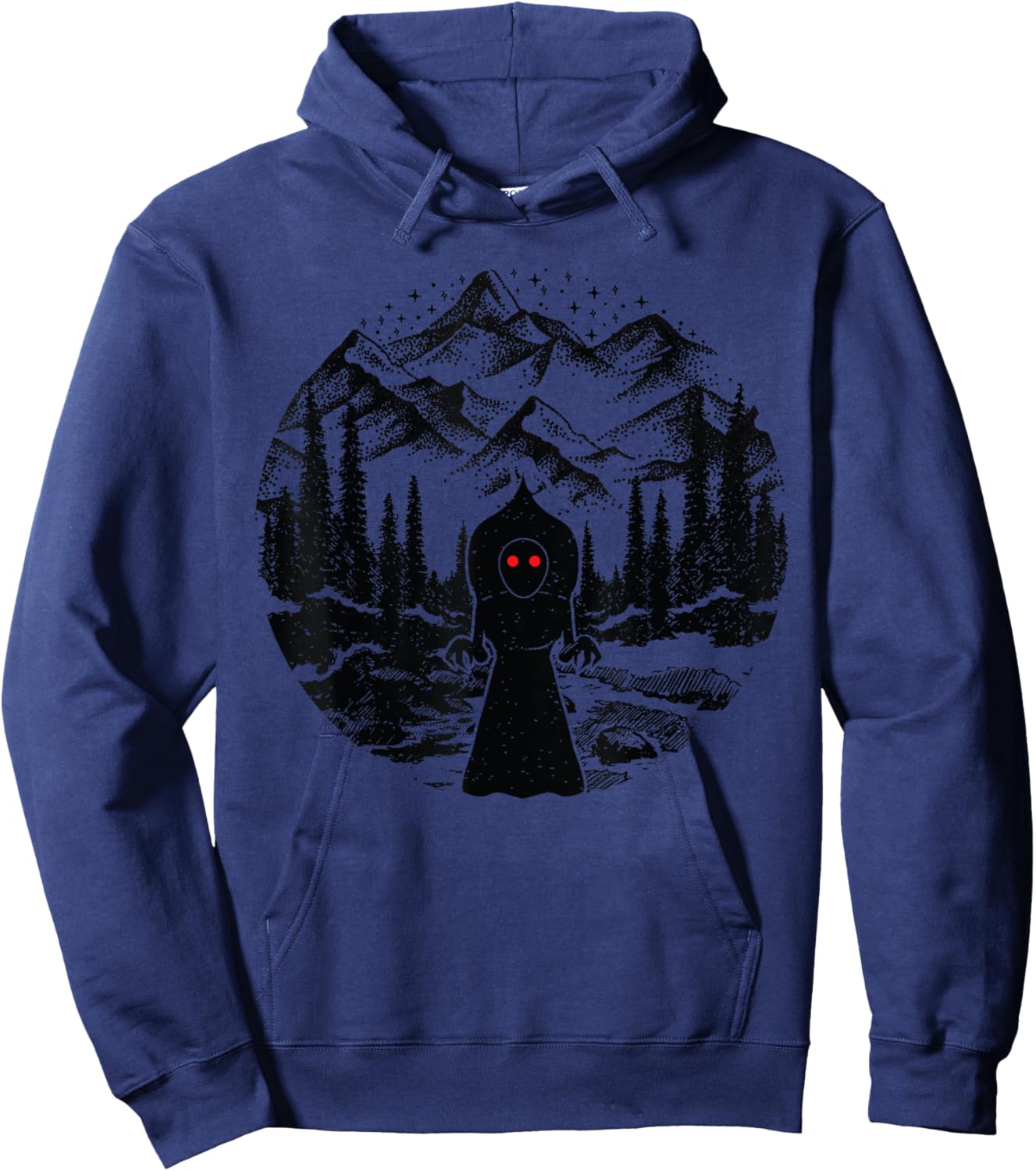 Flatwoods Monster Art Mountains Stars Cryptozoology Cryptid Hoodie - Hoodie | Navy
