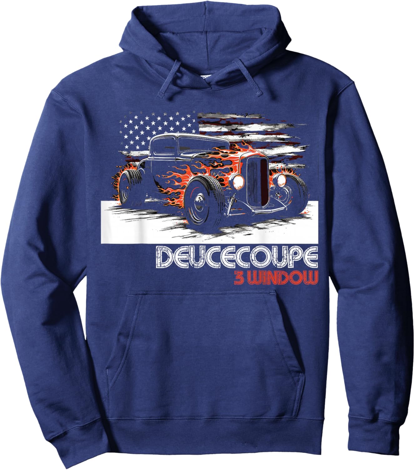 1932 Deuce Coupe 3 Window Hot Rod Classic USA Flag Deuce Hoodie - Hoodie | Navy