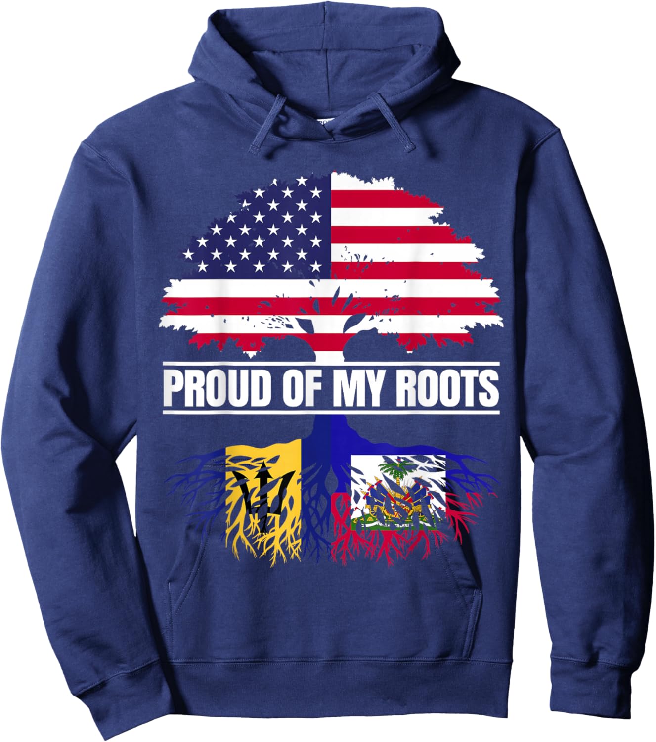 Barbados Haiti Heritage Proud of my Roots Bajan Haitian Hoodie - Hoodie | Navy