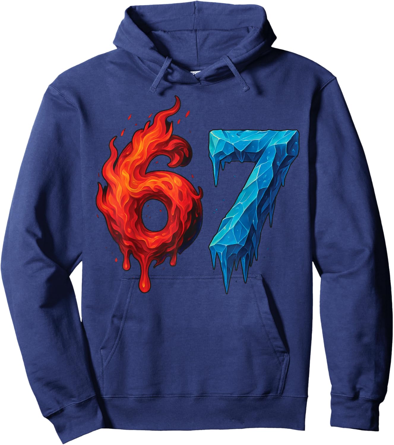 67 Six Seven 6-7 Flaming Ice – Funny Teen Kids Brainrot Meme Hoodie - Hoodie | Navy