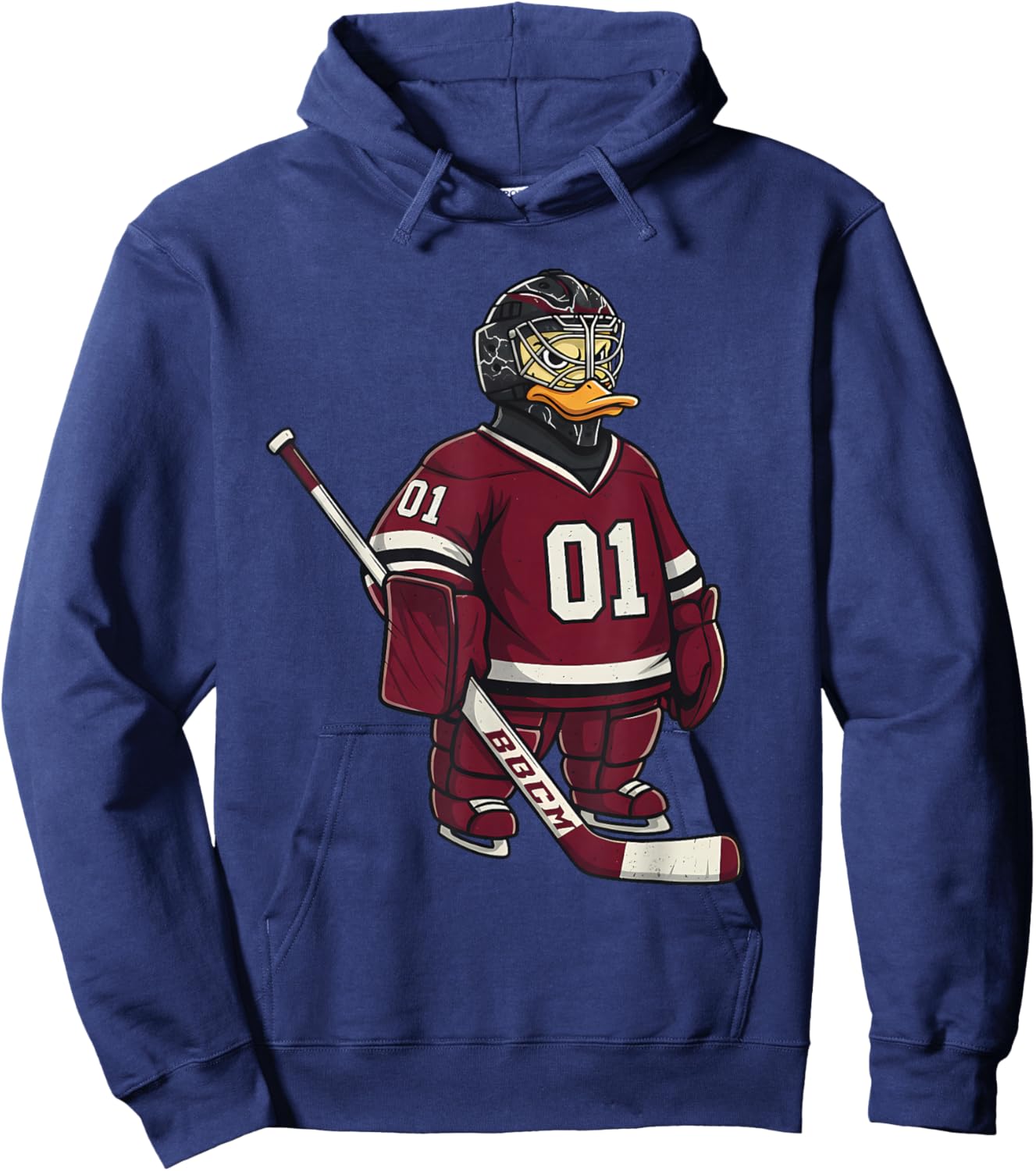 Duck Goalie Hockey Player Cartoon Animal Sports Hoodie - Hoodie | Navy