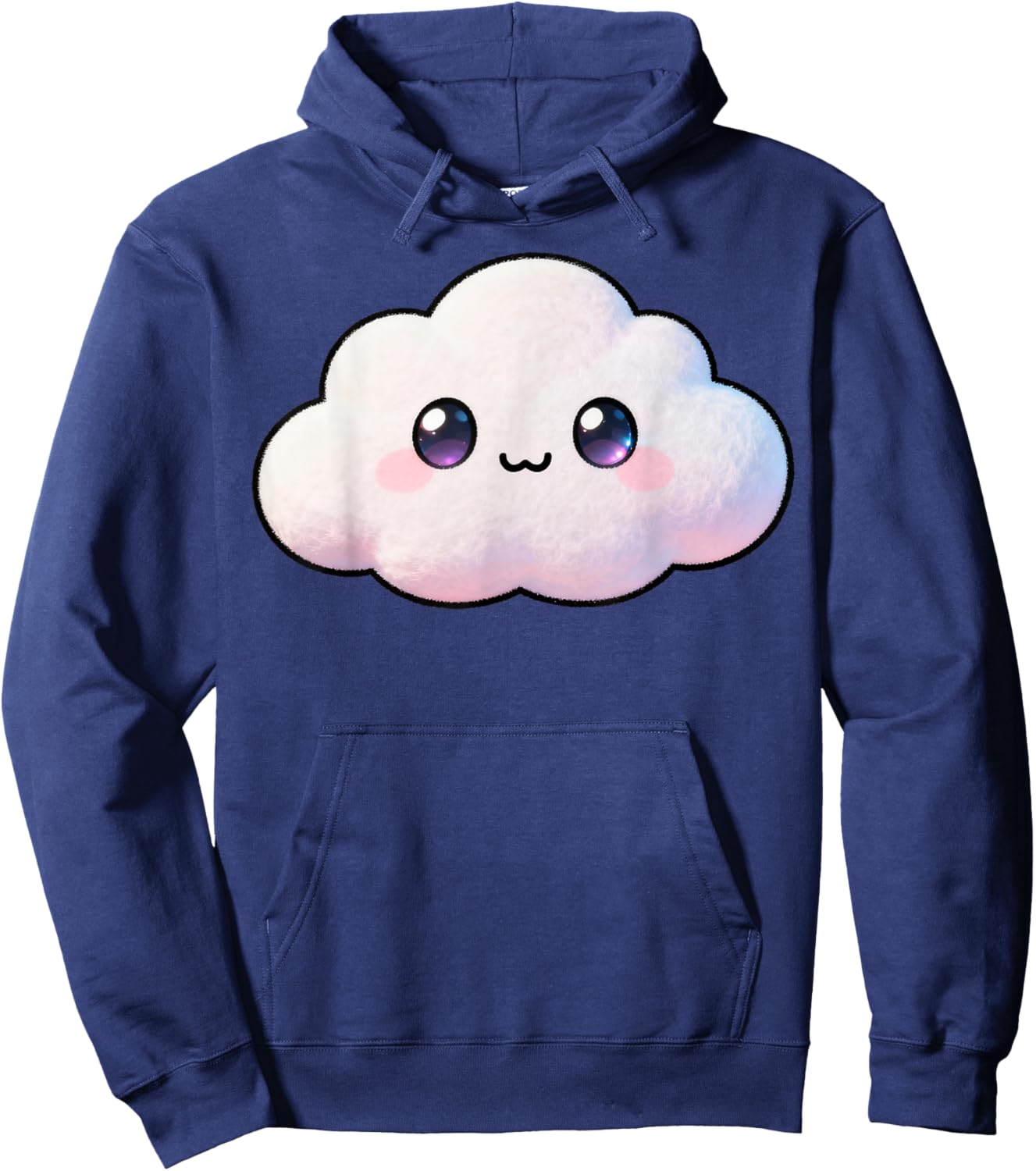 Cute Kawaii White Cloud Costume Pastel Aesthetic Hoodie - Hoodie | Navy