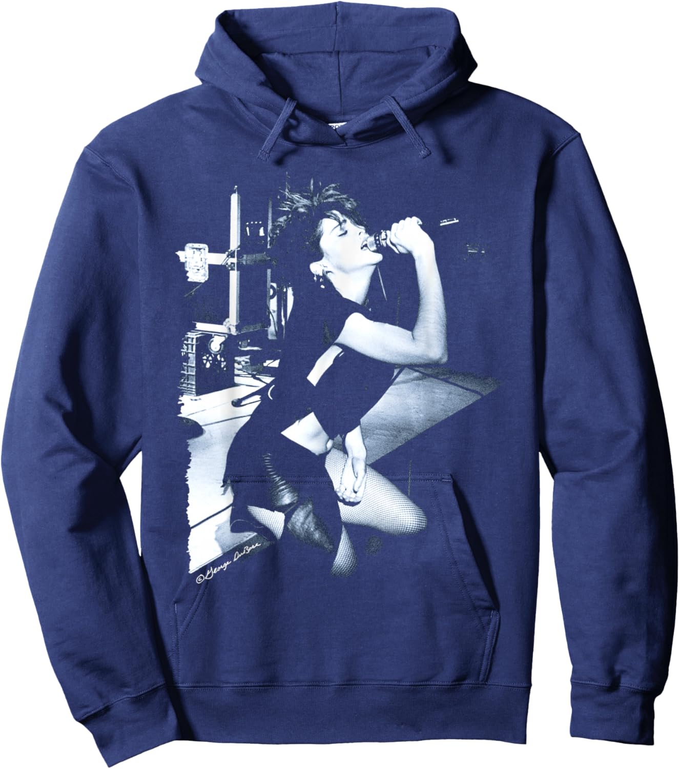 Madonna Early Live Performance B&W Photo By George DuBose Hoodie - Hoodie | Navy