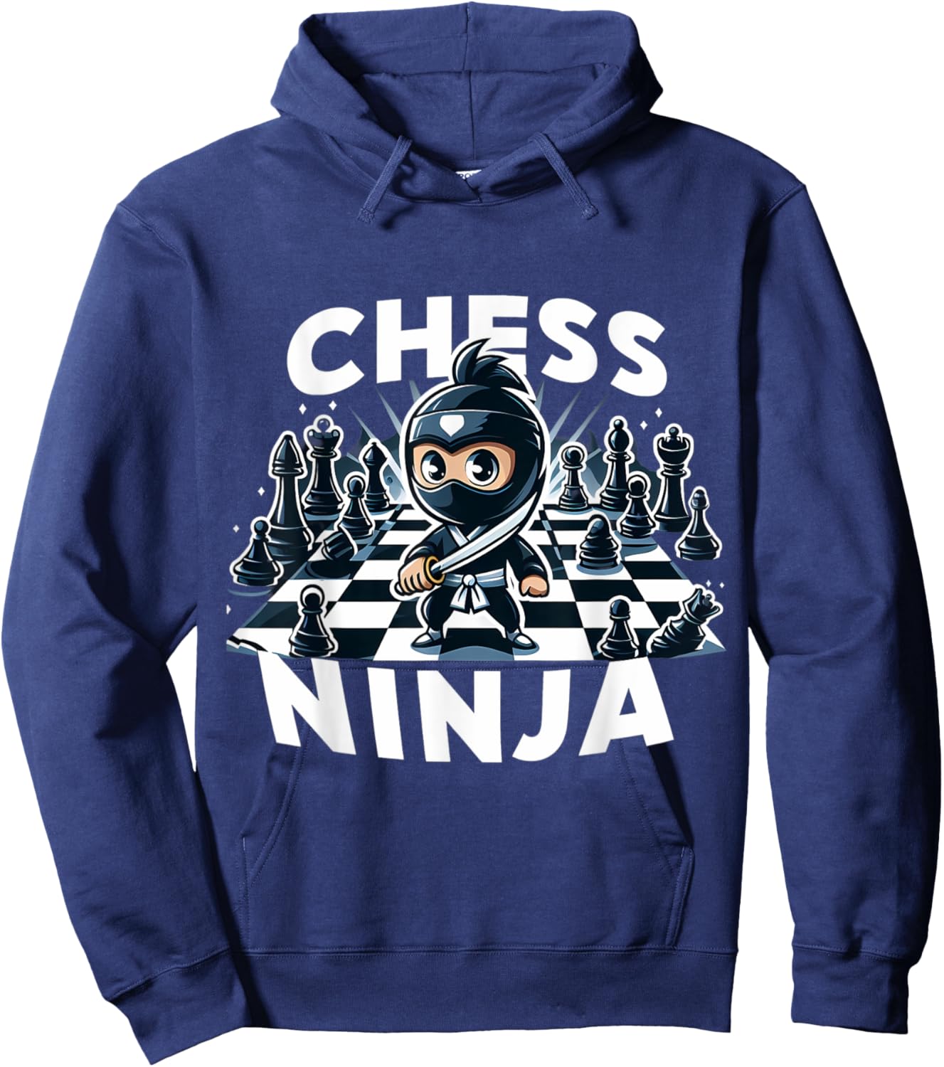 Chess Ninja Cartoon Kids Boys Girls Player Children's Youth Hoodie - Hoodie | Navy
