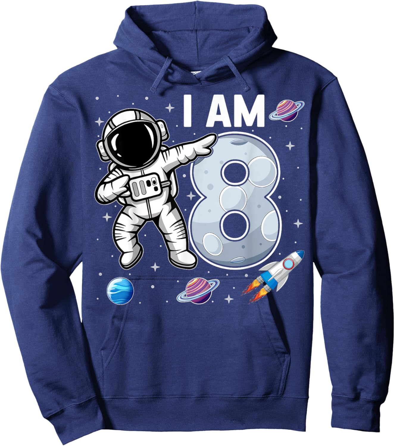 I'm 8 Dabbing Astronaut Space Kids 8th Birthday Party Hoodie - Hoodie | Navy