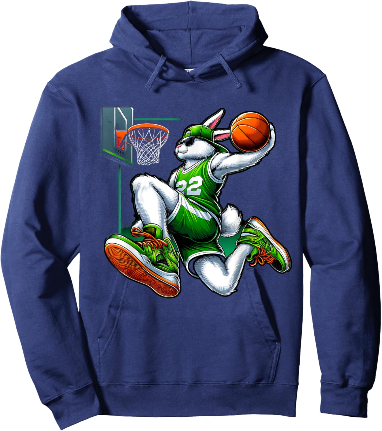 Easter Bunny Basketball Funny Easter Basketball Boys Kids Hoodie - Hoodie | Navy