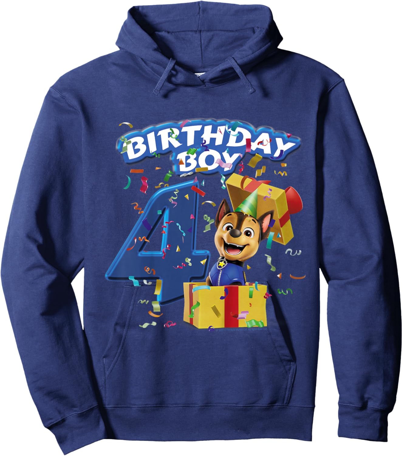 Kids Official Paw Patrol Chase Birthday Boy Age 4 Hoodie - Hoodie | Navy