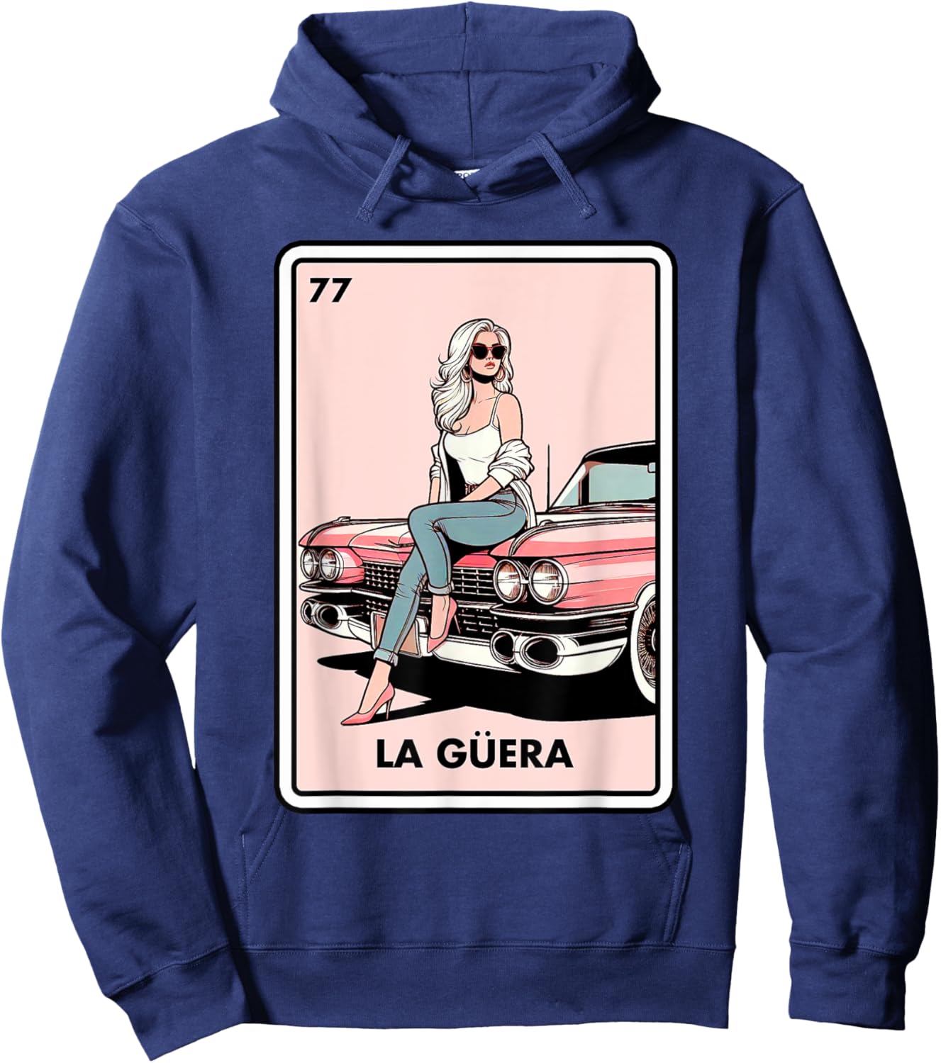 Mexican Chicana Chingona Girls La Guera Mexican Bingo Card Hoodie - Hoodie | Navy
