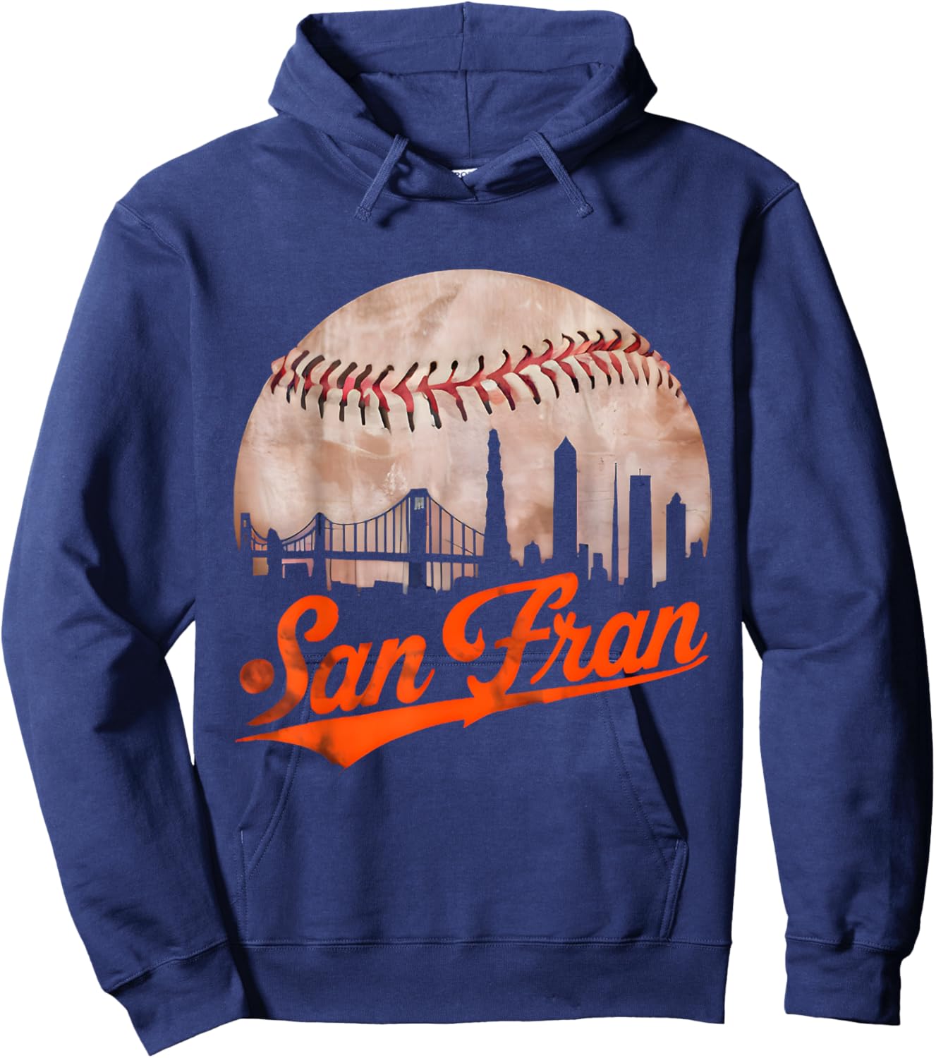 Vintage Distressed San Francisco California, Baseball Lovers Hoodie - Hoodie | Navy