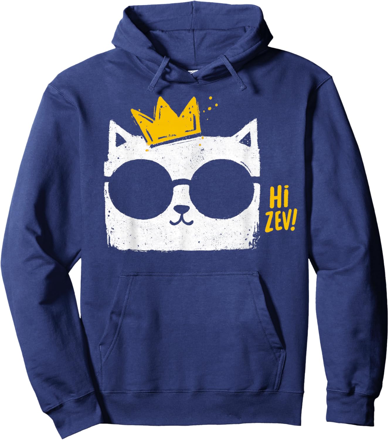Hi Zev Funny Princess Cat Meme Cute Cat Hoodie - Hoodie | Navy