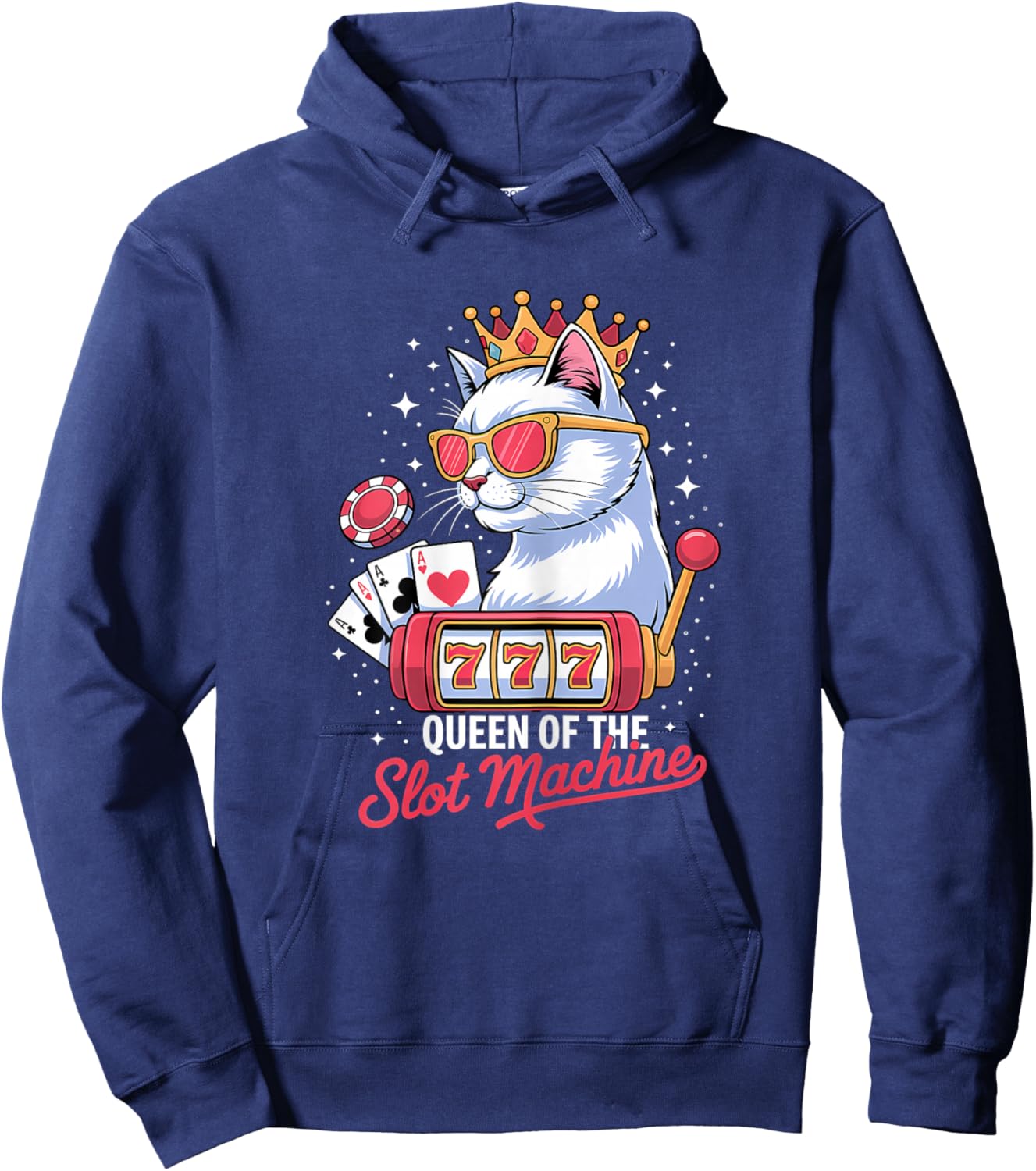 Cute Slot Machine Queen Casino Gambling Poker Player Hoodie - Hoodie | Navy