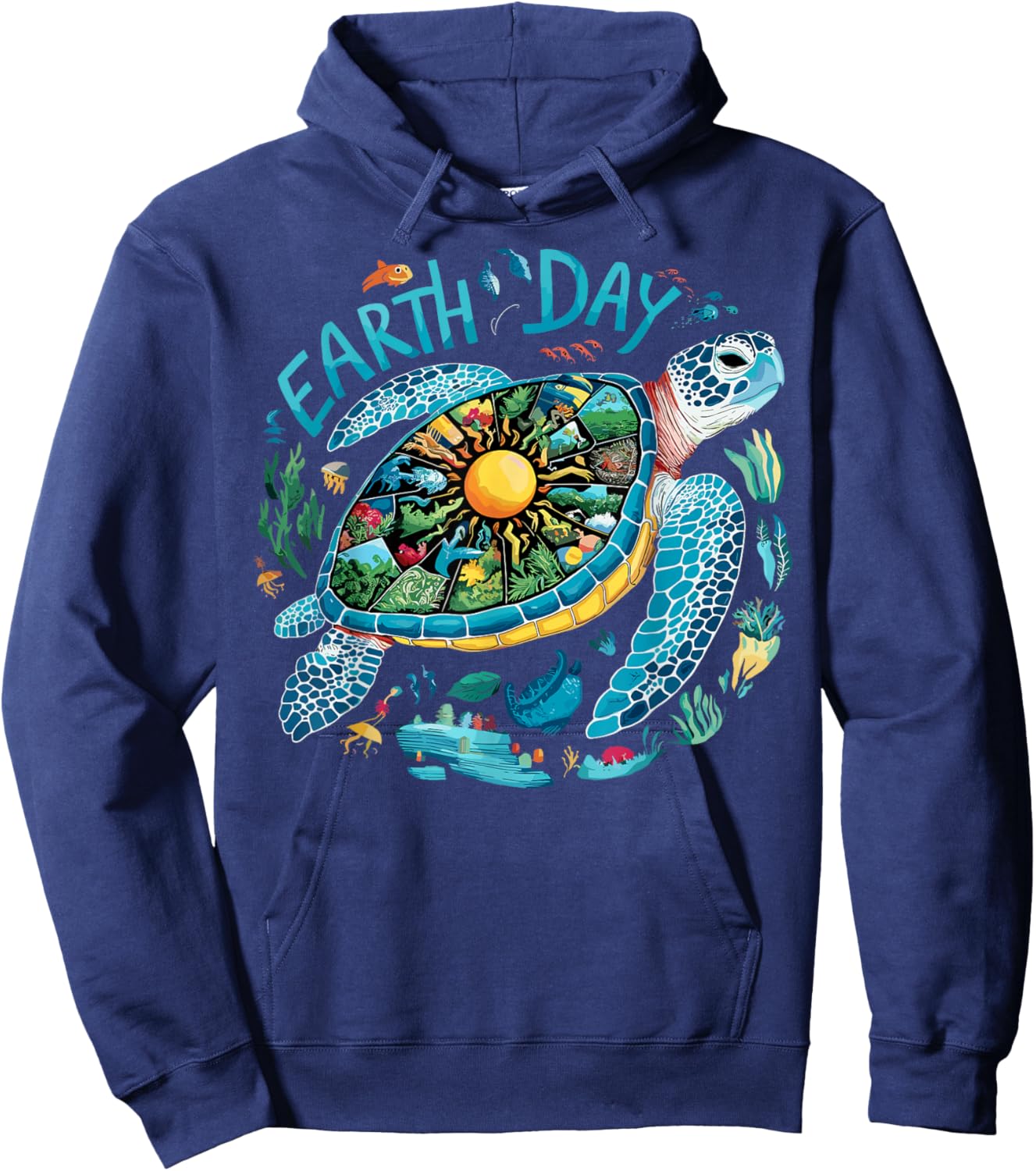 Earth Day Shirt Sea Turtle Save The Planet Women Men Natural Hoodie - Hoodie | Navy
