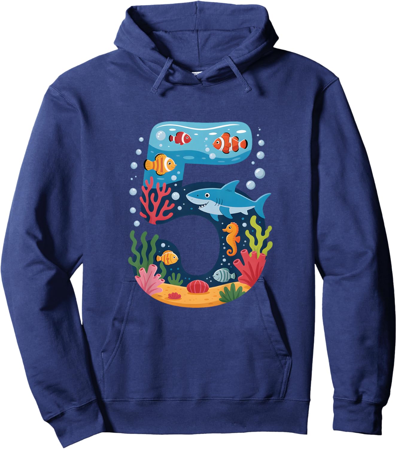 5. Geburtstag Ozean und Meerestiere Hai Kinder fünf Jahre alt Hoodie - Hoodie | Navy
