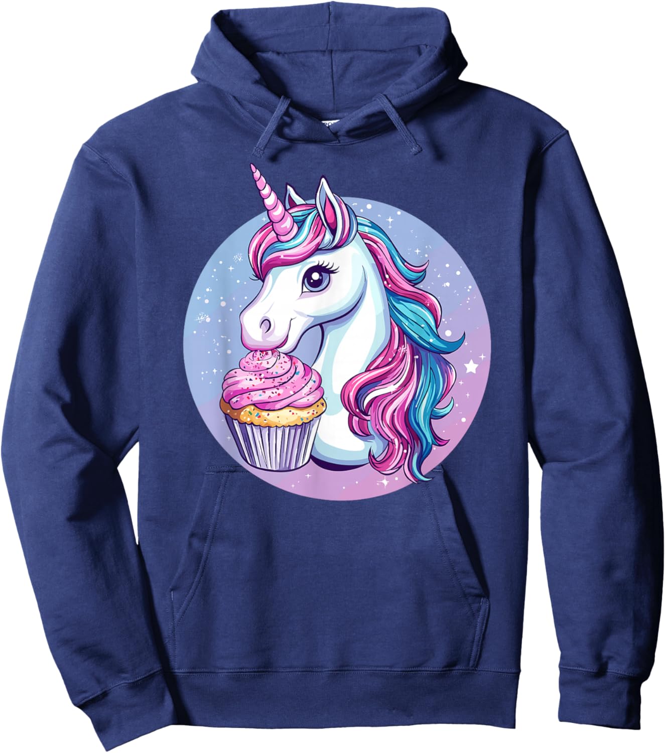 Unicorn With Cupcake Starry Delight Hoodie - Hoodie | Navy