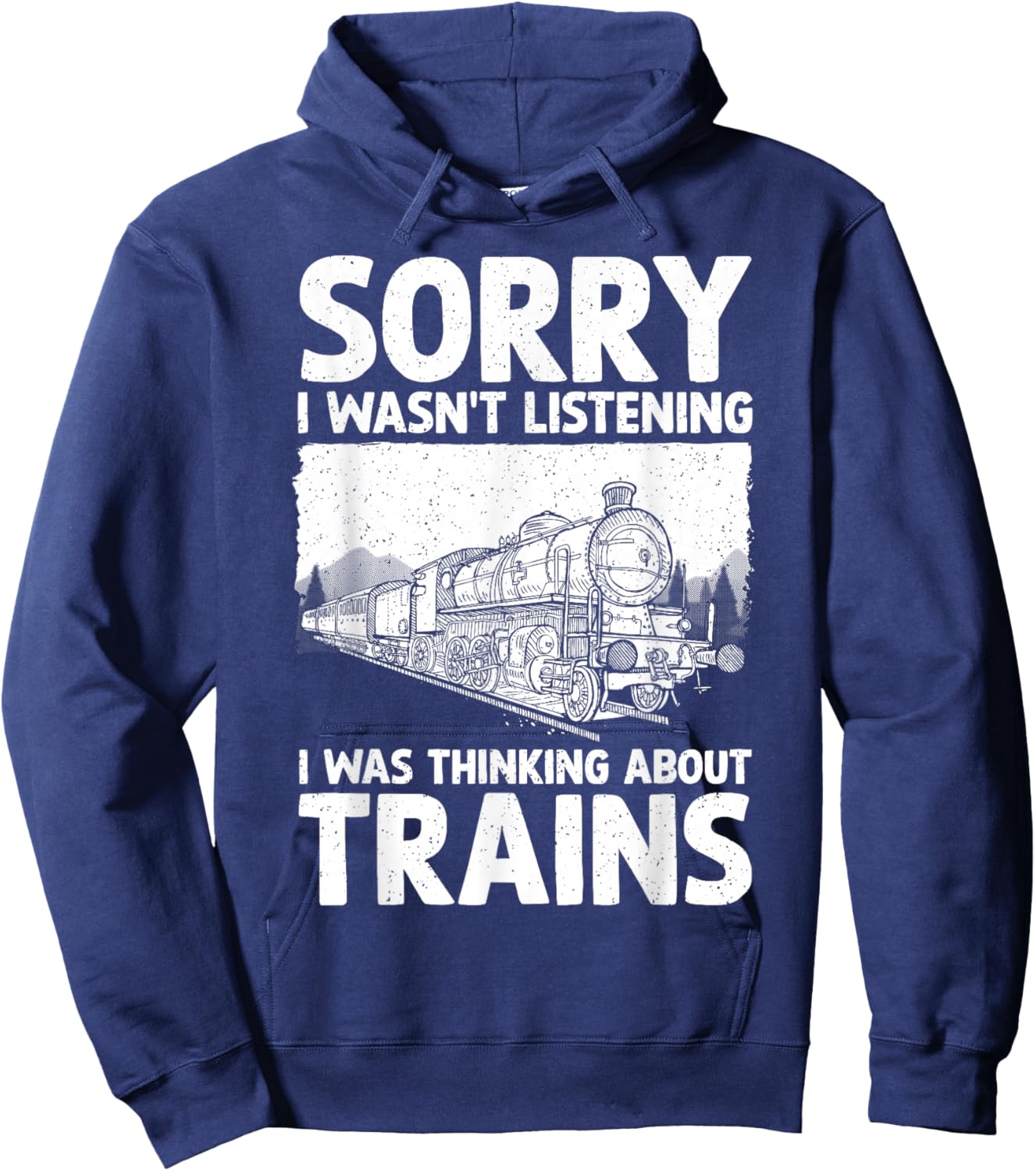 Cool Train Art Women Railroad Crossing Train Lovers Hoodie - Hoodie | Navy