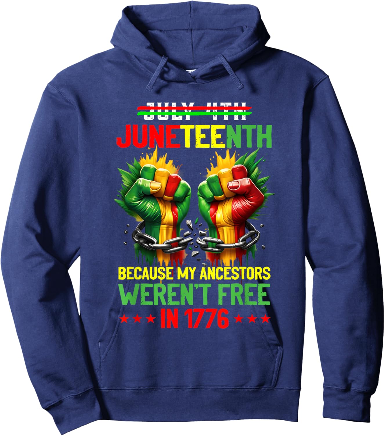 Juneteenth 1865 Because My Ancestor Weren't Free 1776 Men Hoodie - Hoodie | Navy