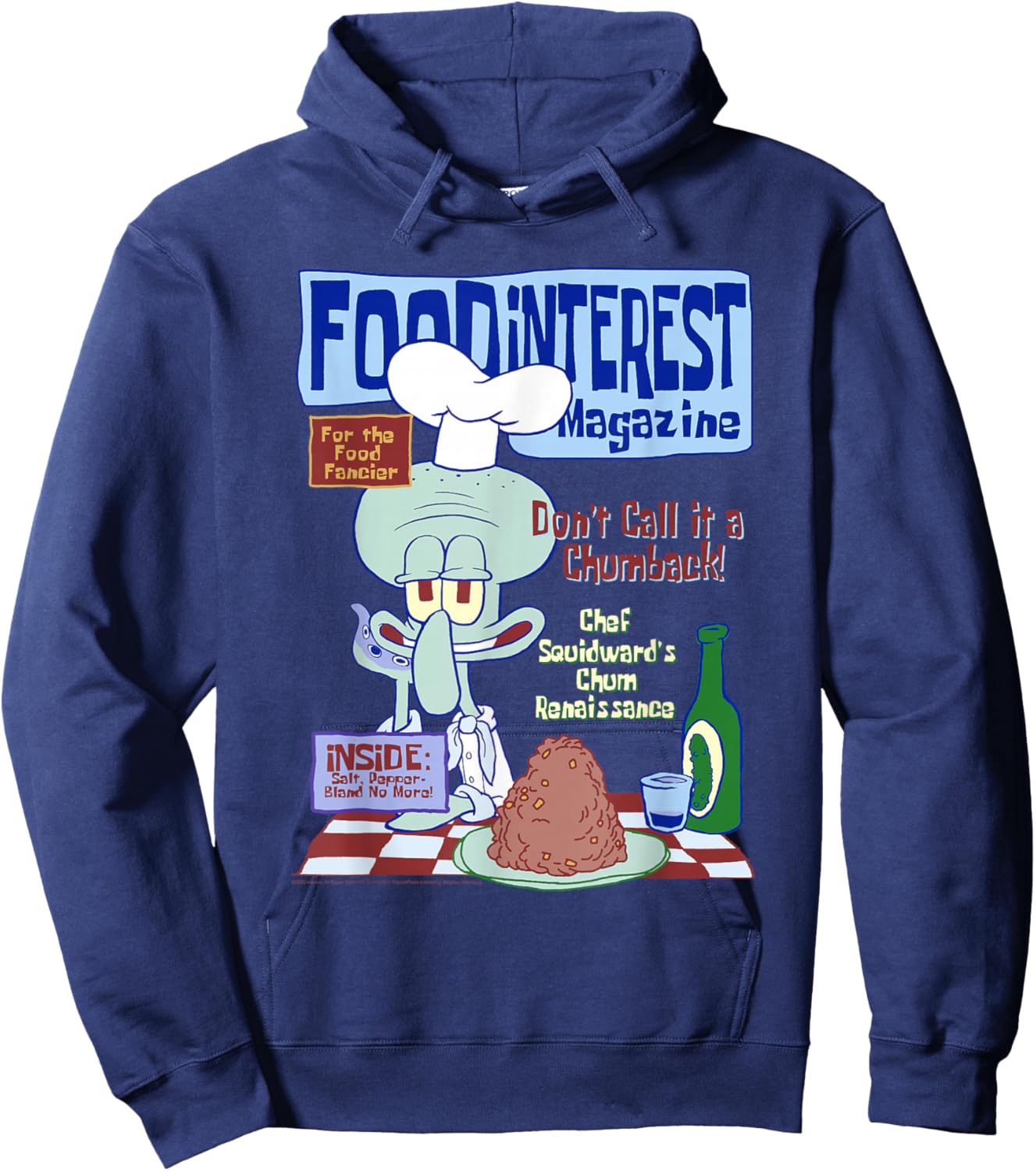 Spongebob Food Interest Magazine Squidward Funny Cartoon Hoodie - Hoodie | Navy