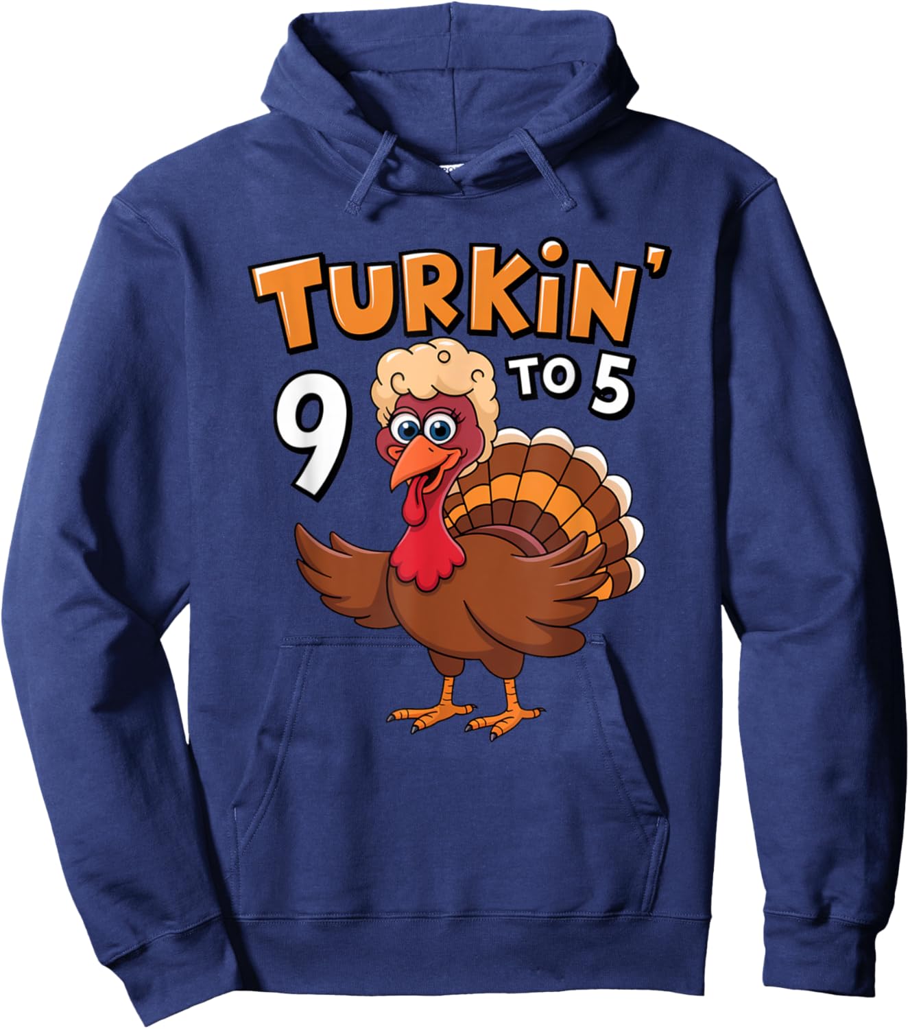 Turkin' 9 to 5 Cute Fall Western Thanksgiving Women Cowgirl Hoodie - Hoodie | Navy