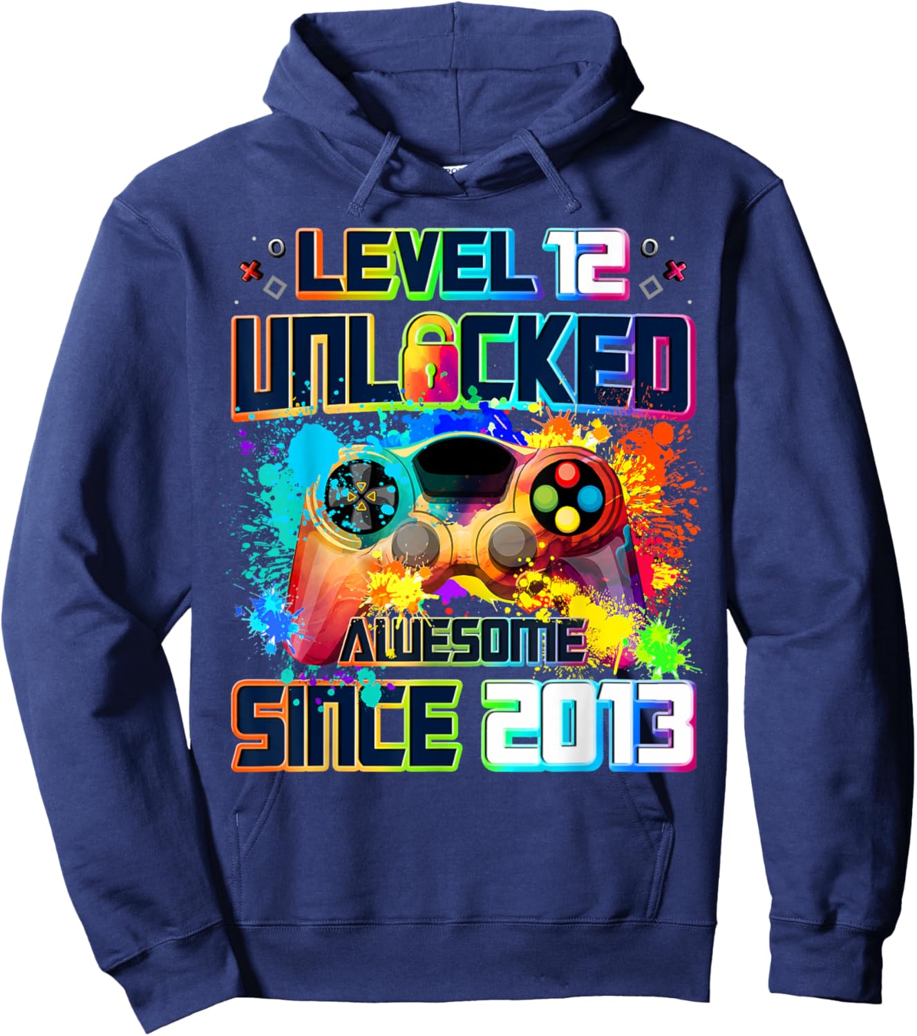 Level 12 Unlocked 12 Year Old Video Gamer 12th Birthday Gift Hoodie - Hoodie | Navy