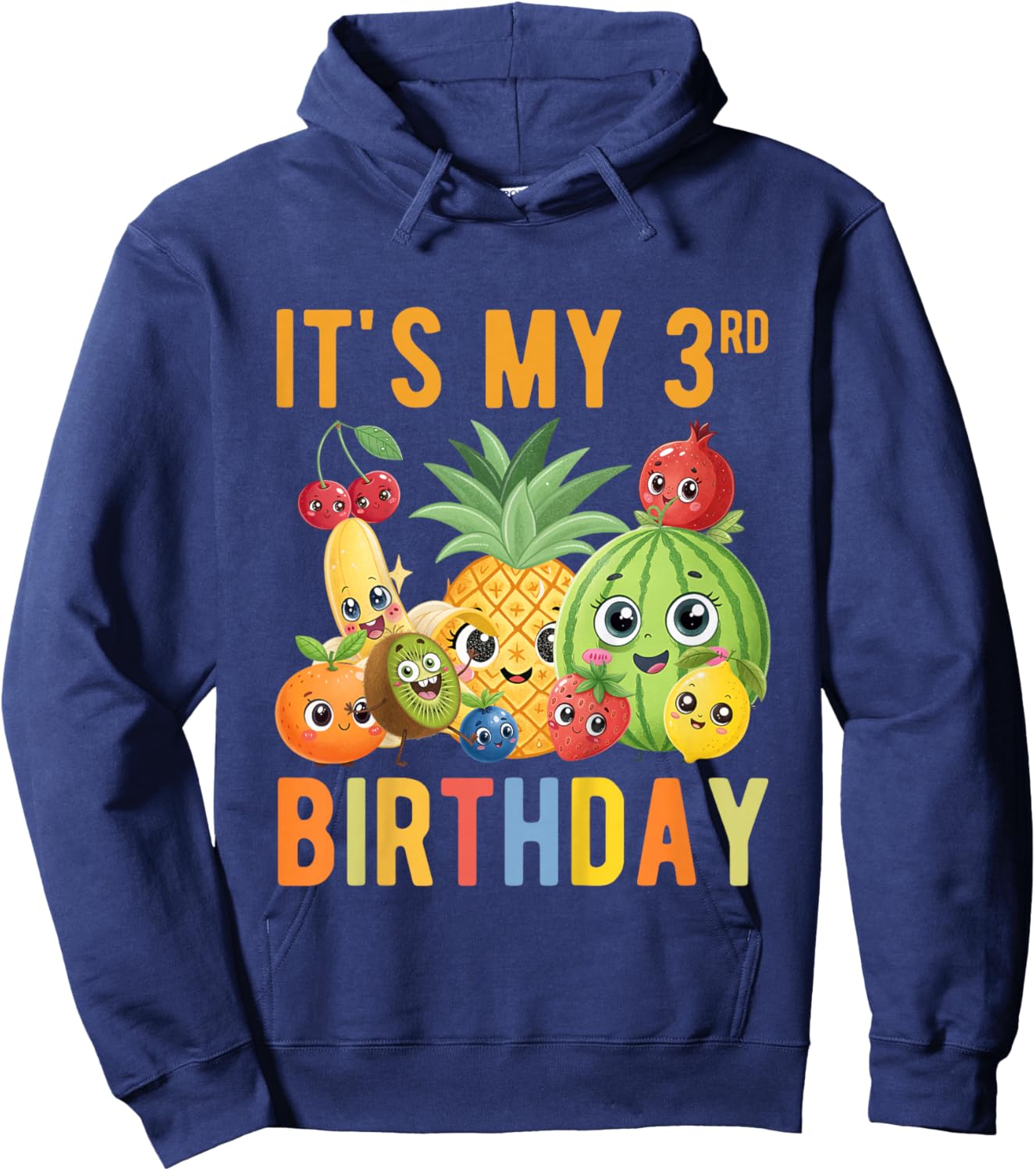 3 Year Old Fruit Birthday It's My 3rd Birthday Kids Hoodie - Hoodie | Navy