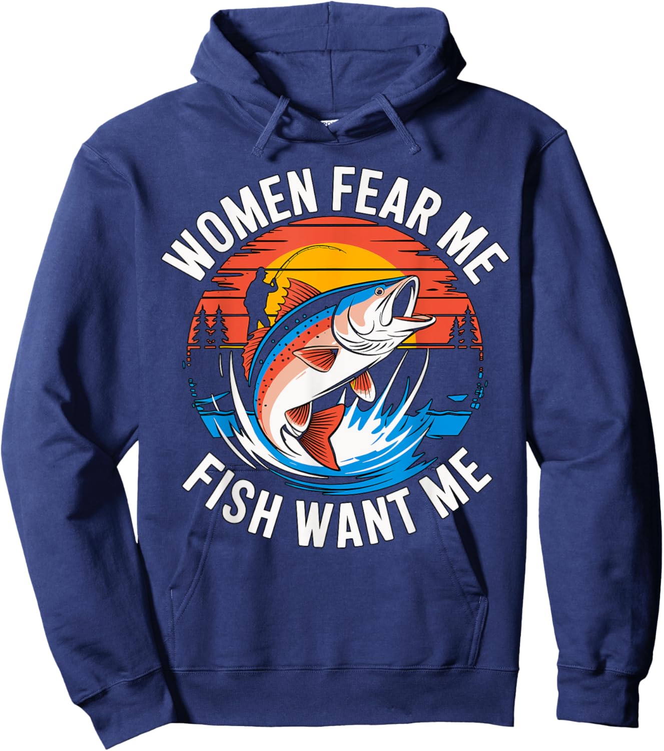 Women Fear Me Fish Want Me Fishing Hoodie - Hoodie | Navy