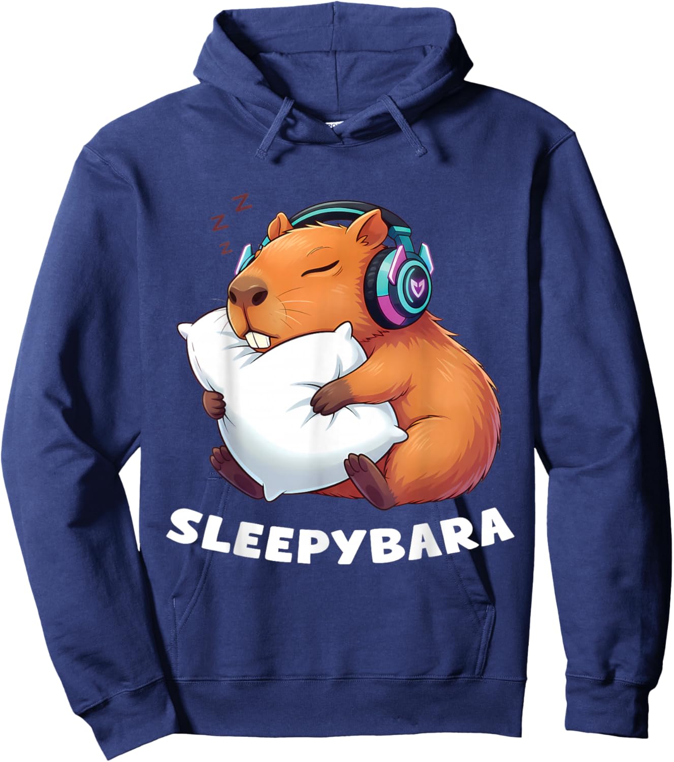 Funny Capybara Sleepybara Gamer Video Games Hoodie - Hoodie | Navy