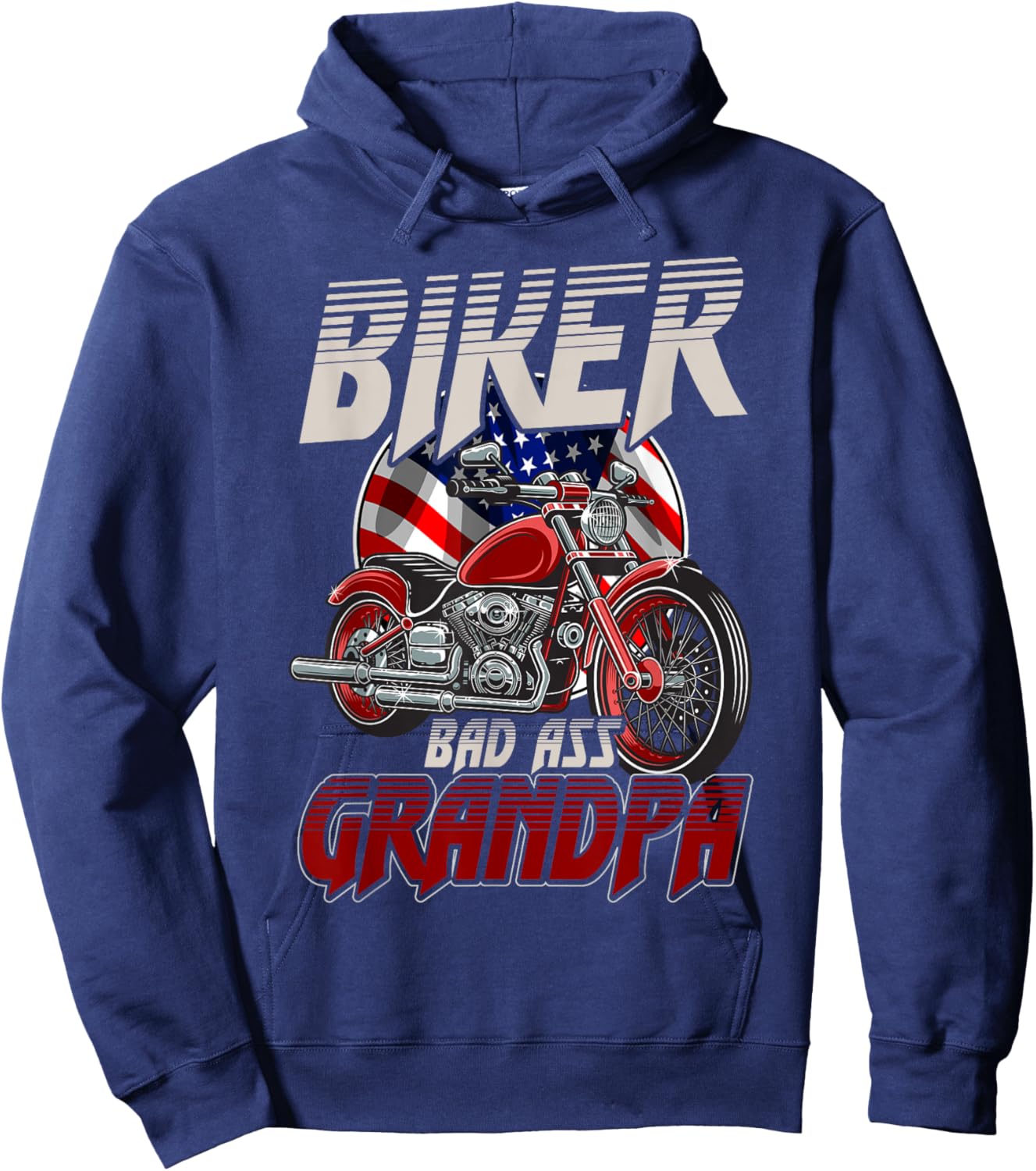 Biker Bad Ass Grandpa Funny Motorcycle Gag Humor Hoodie - Hoodie | Navy