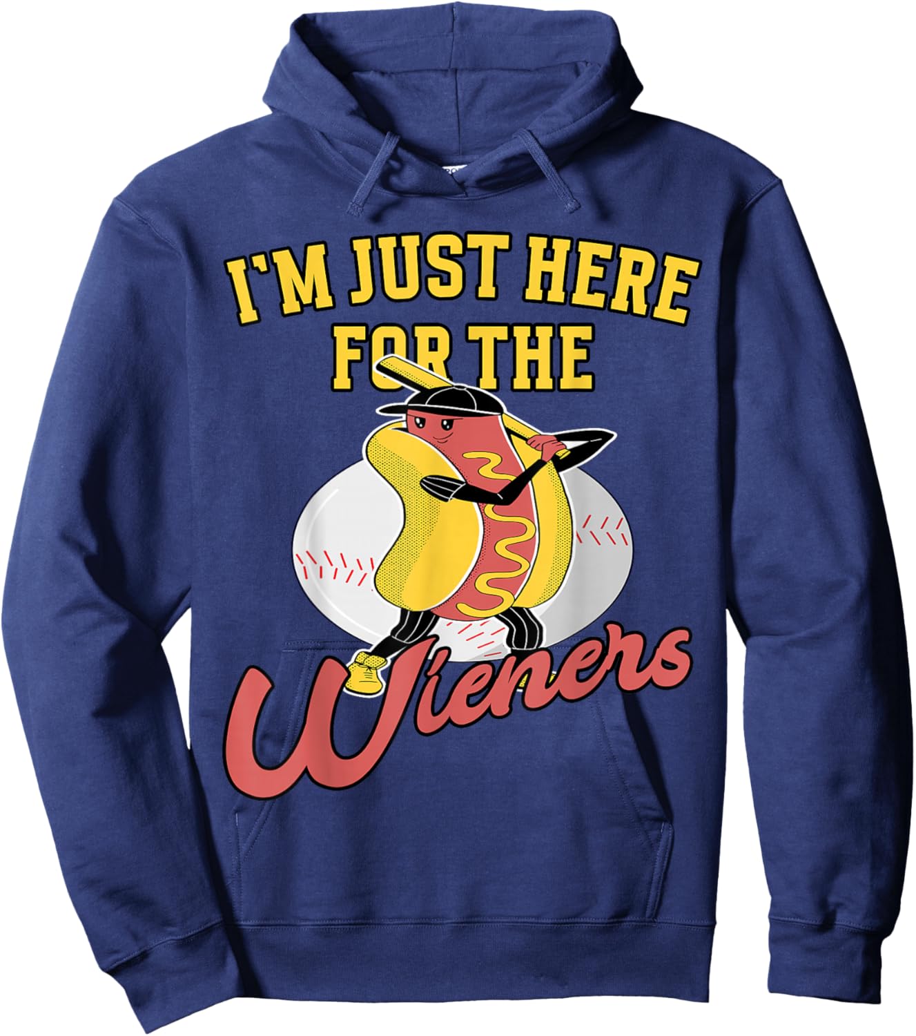 Baseball Game Im just here for the Wieners Baseball Hoodie - Hoodie | Navy