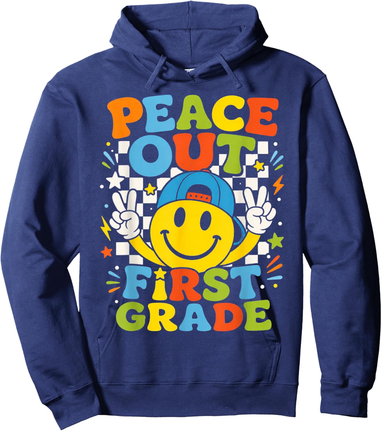 Peace Out 1st Grade Boys Kid Graduation Last Day of School Hoodie - Hoodie | Navy