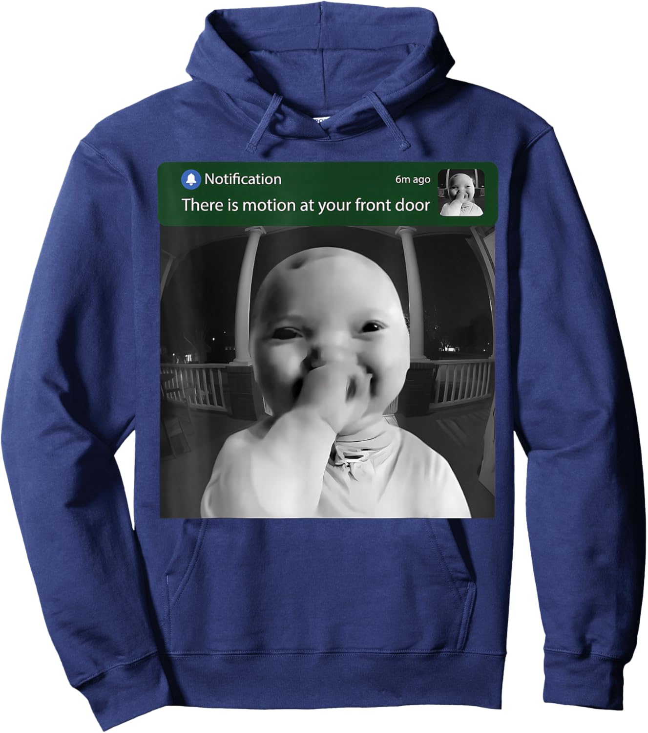 Ai Baby Holding Laugh Motion at Your Front Door Brainrot Hoodie - Hoodie | Navy