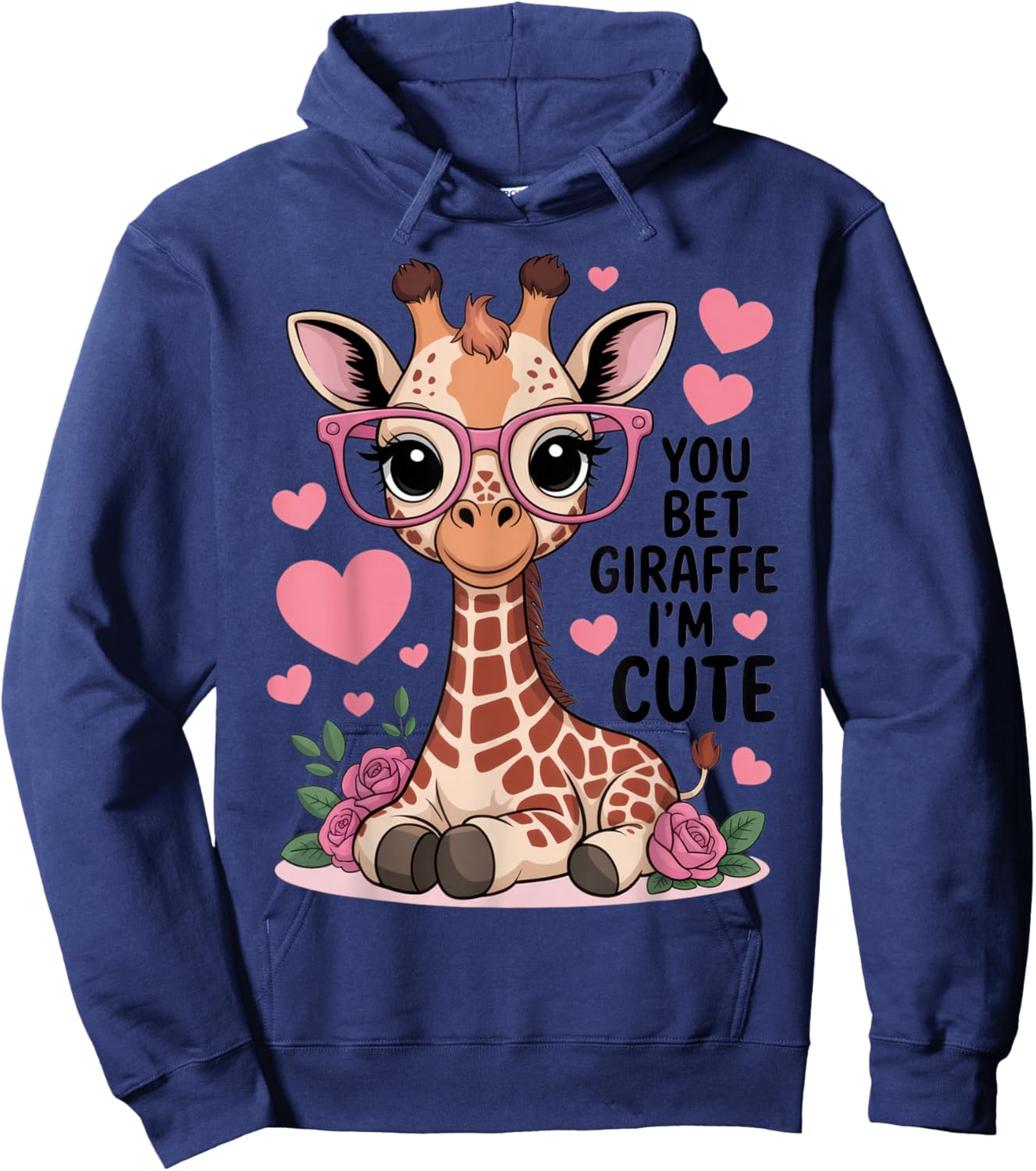 You Bet Giraffe I'm Cute Funny Animal Lovers for Kids Hoodie - Hoodie | Navy