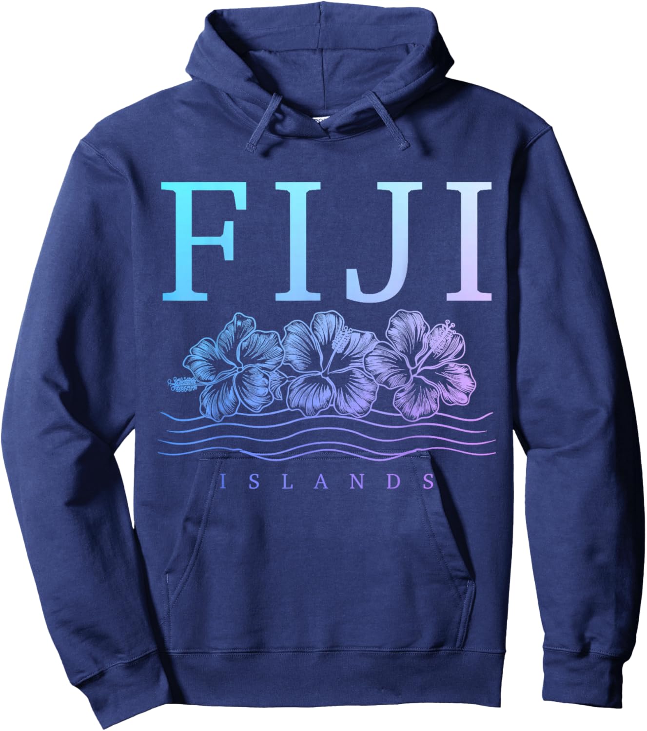Fiji Islands Hibiscus Flowers Beach Surfer Souvenir Hoodie - Hoodie | Navy