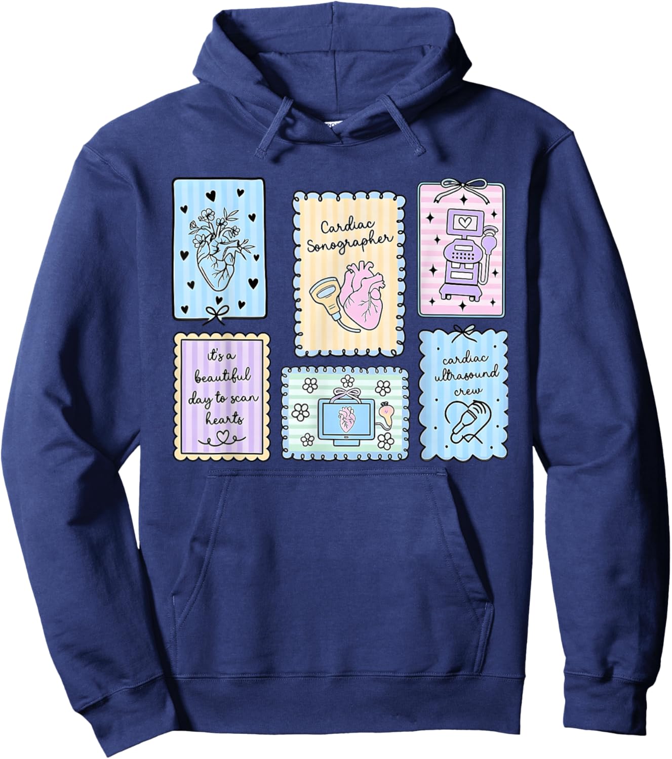 Cardiac Sonographer Cardiac Ultrasound Stamp Echo Tech Work Hoodie - Hoodie | Navy