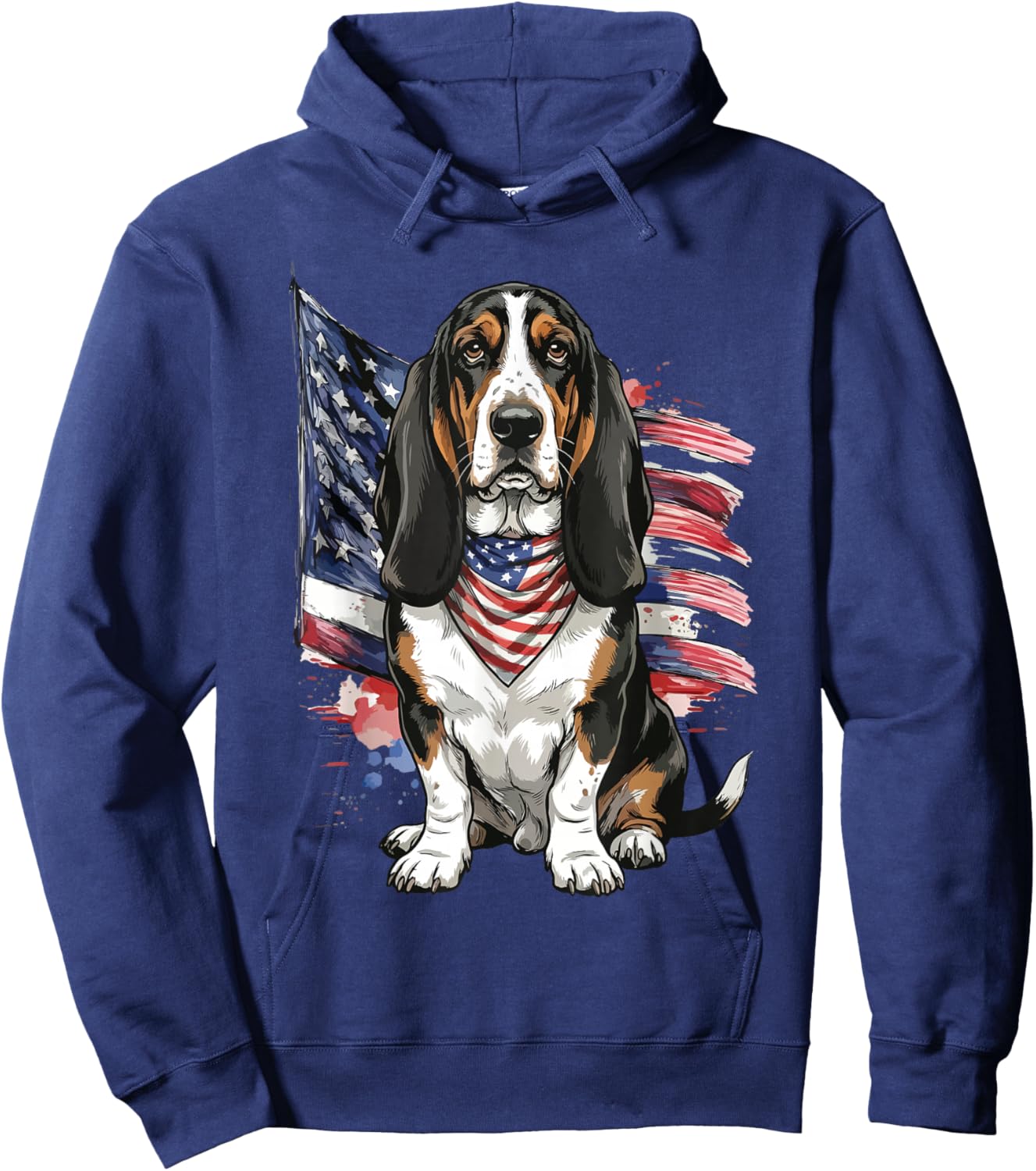 Basset Hound 4th of July Patriotic Dog Hoodie - Hoodie | Navy