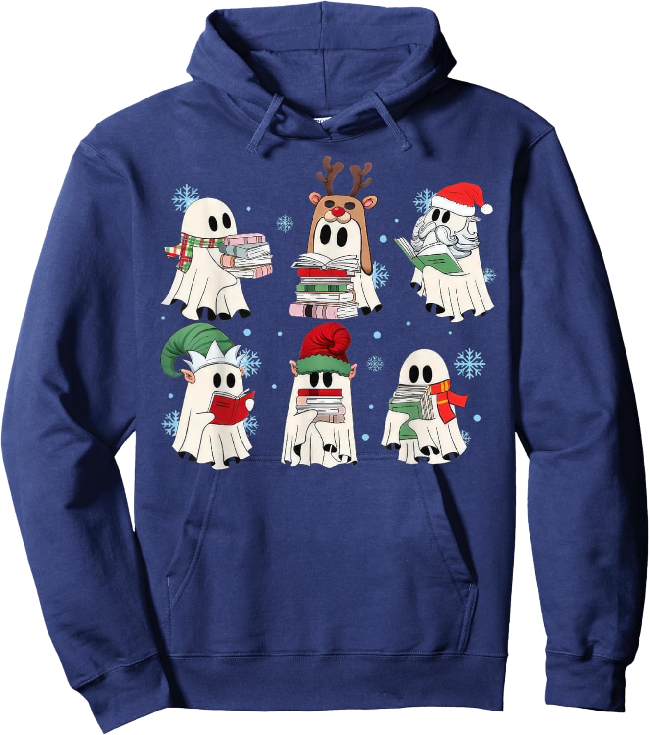 Ghost Santa Elf Squad Read Books Bookish Librarian Christmas Hoodie - Hoodie | Navy
