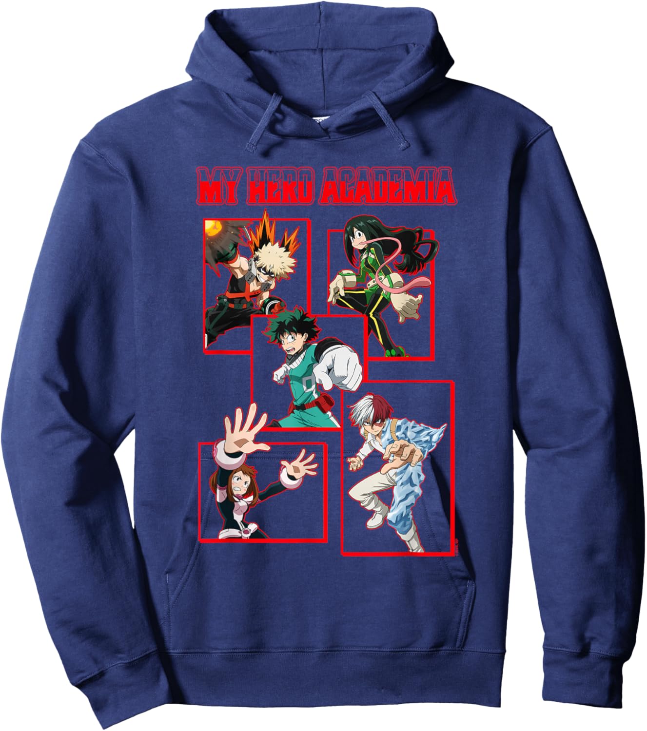My Hero Academia Red Block Character Collage Anime Hoodie - Hoodie | Navy