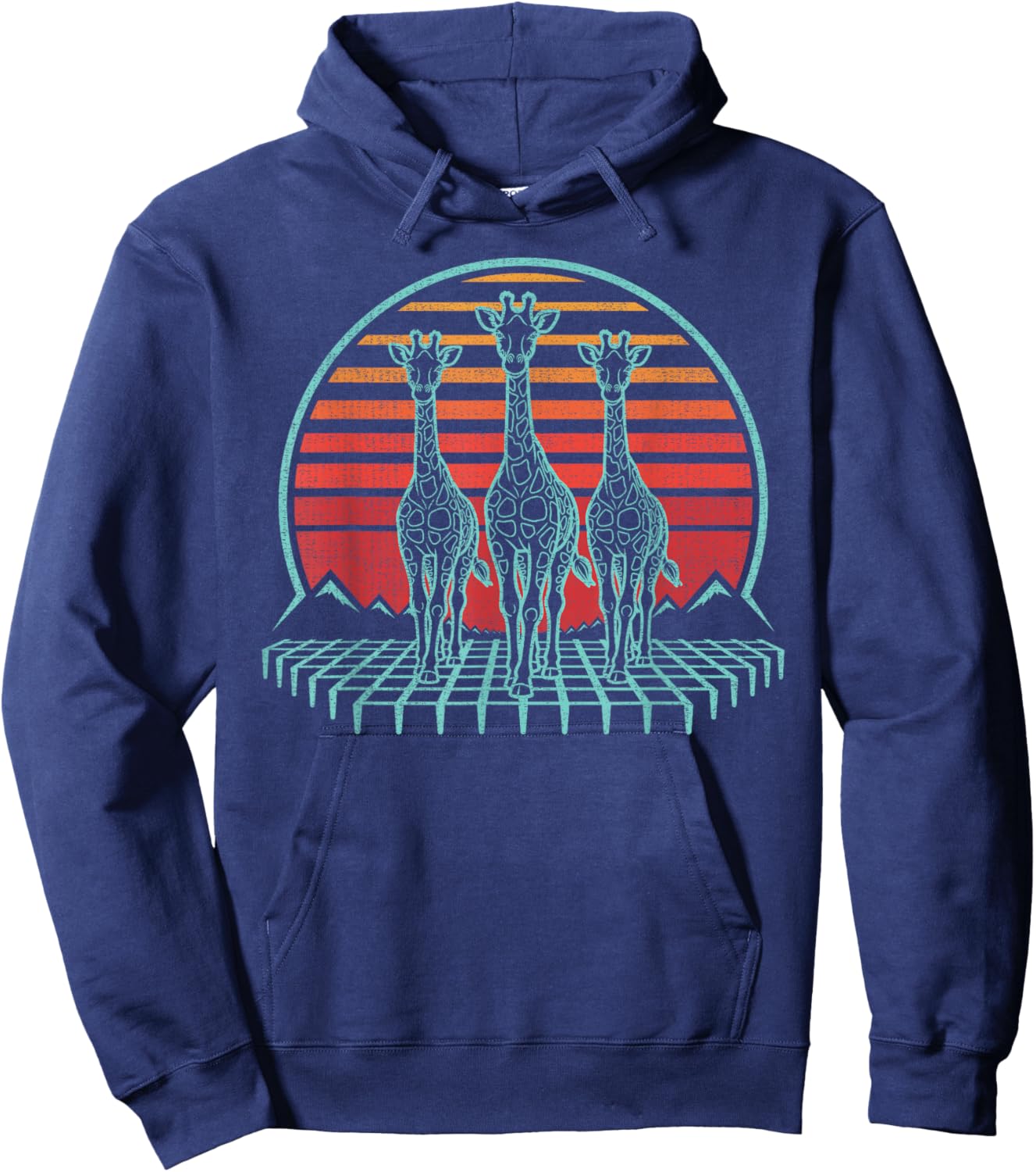 Giraffe Lover Animal Retro Vintage 80s Hoodie - Hoodie | Navy